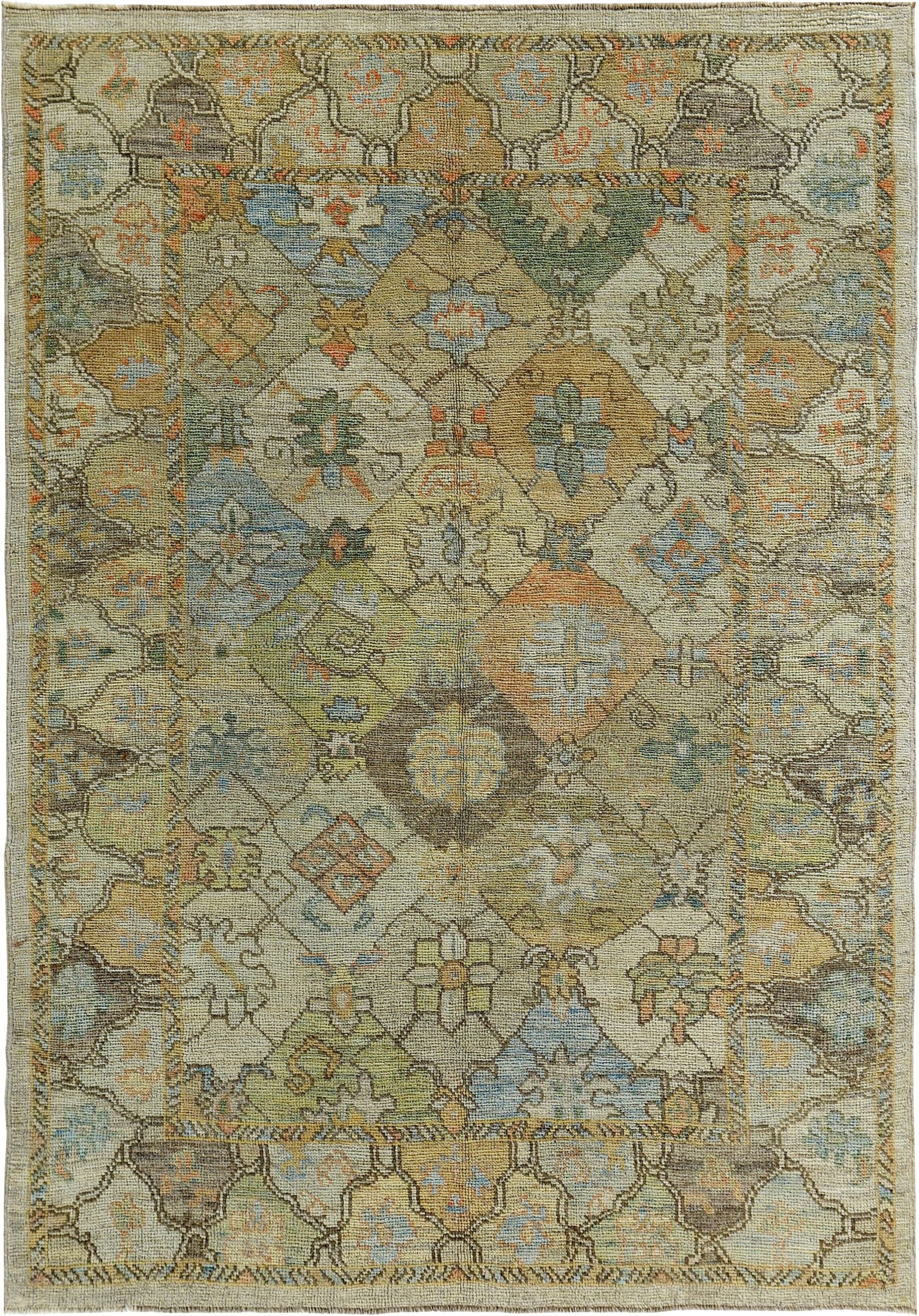 Persian Rose Collection Area Rugs Circa 1990 - Wool Blue Green Ivory - 89337