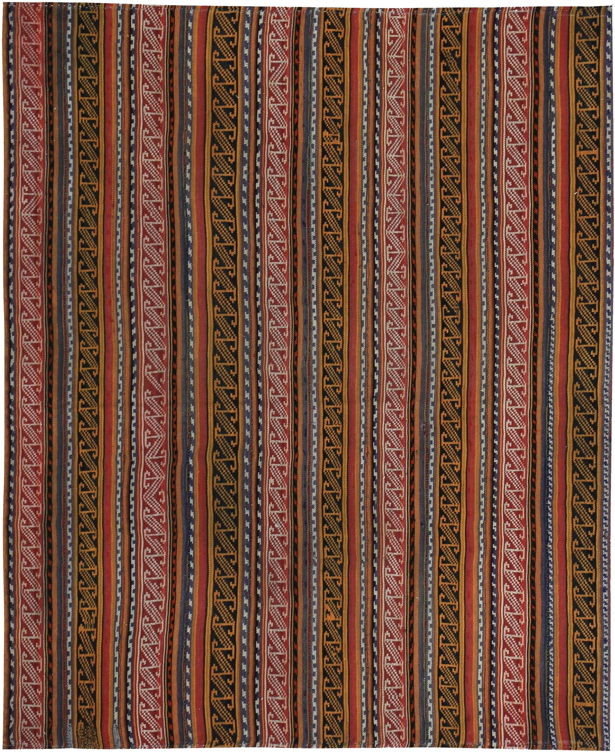 Persische Kilim Small Rug CIRCA 1910 - Wolle Blau Rot Gelb Design - 89439