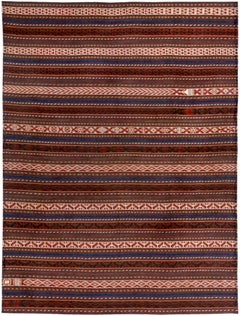 Persian Kilim Small Rug Circa 1910 - Wool Blue Ivory Red Design - 89498