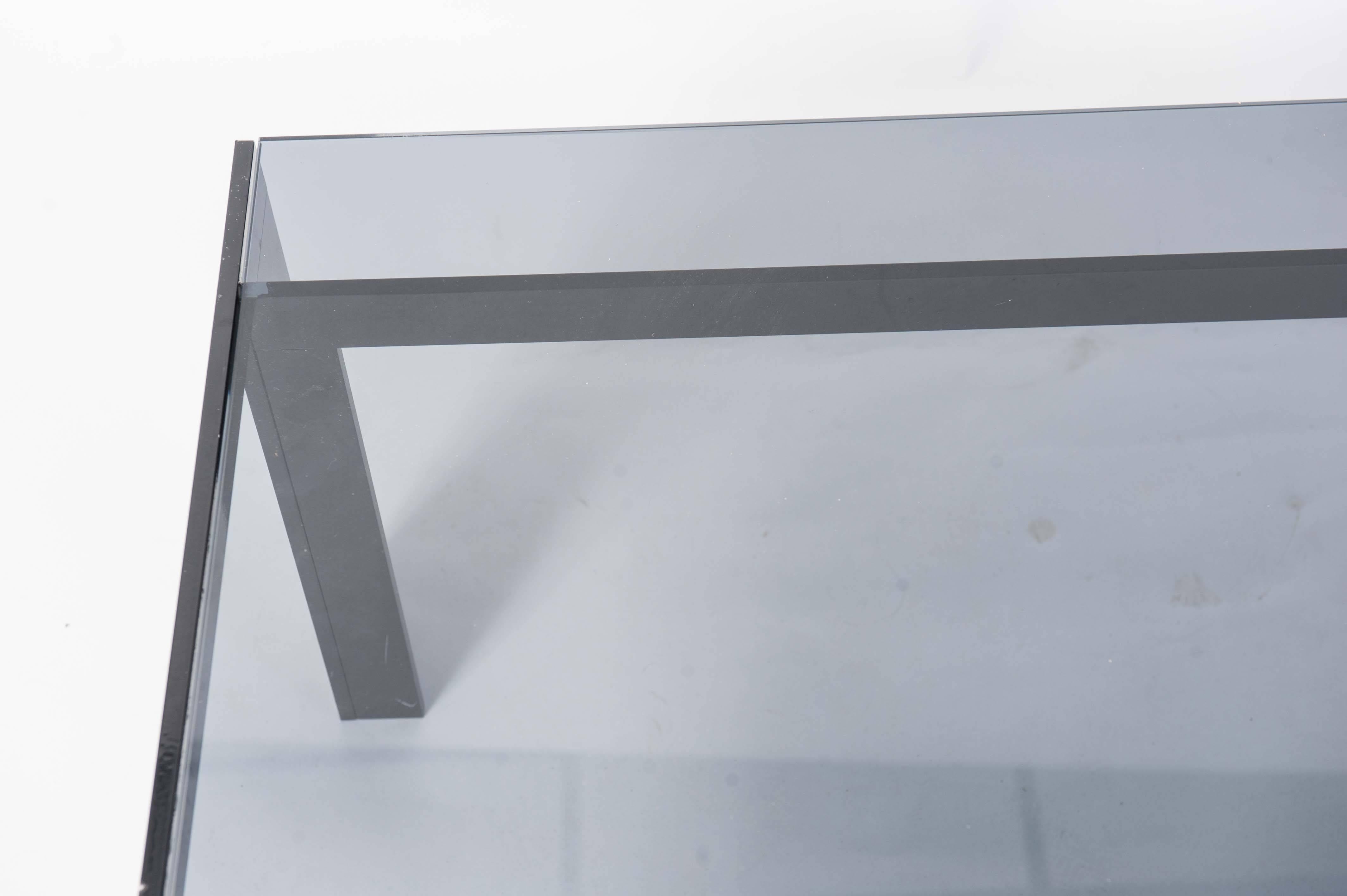 20th Century Modern Coffee Table Made of Powder Coated Black Steel and Grey Smoke Glass  