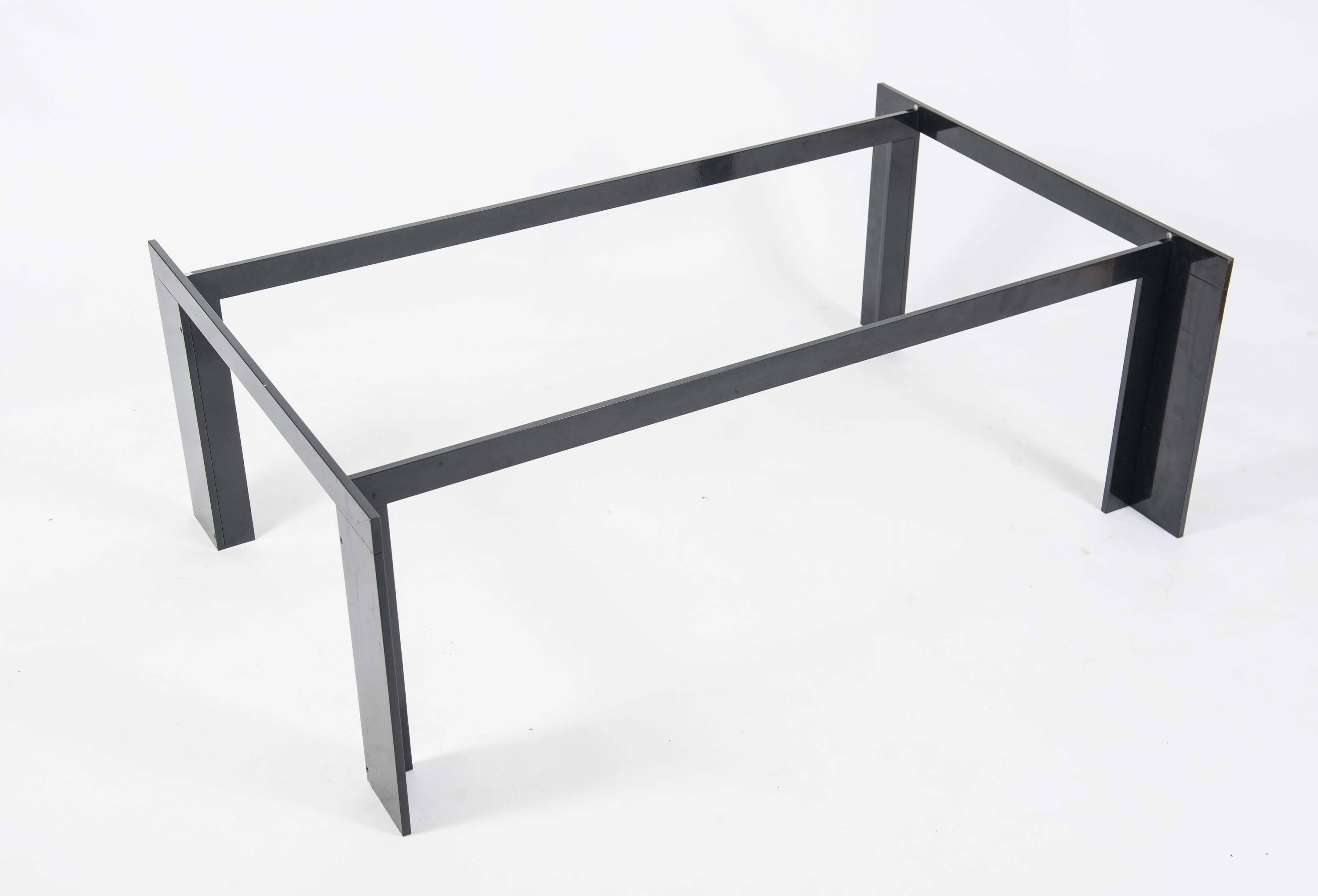 Scandinavian Modern Coffee Table Made of Powder Coated Black Steel and Grey Smoke Glass  