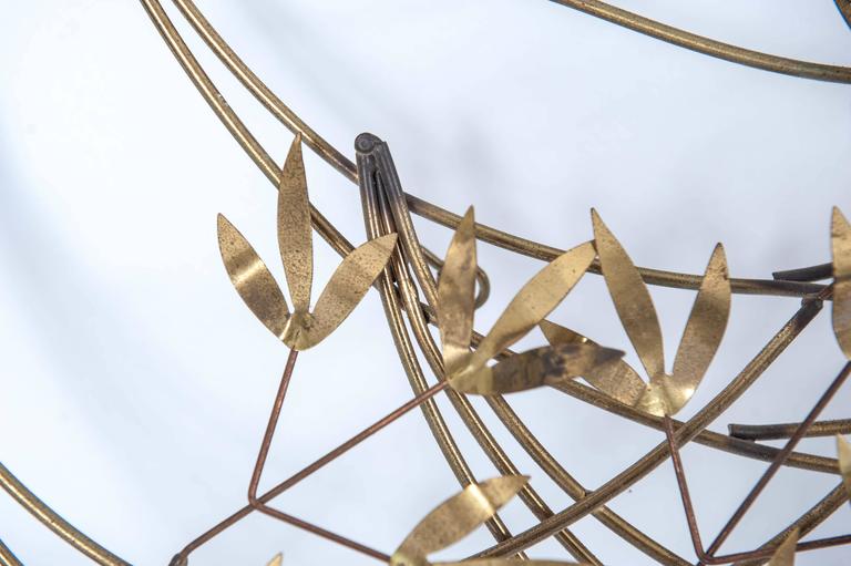 American Curtis Jeré Brass Leaves Sculpture For Sale