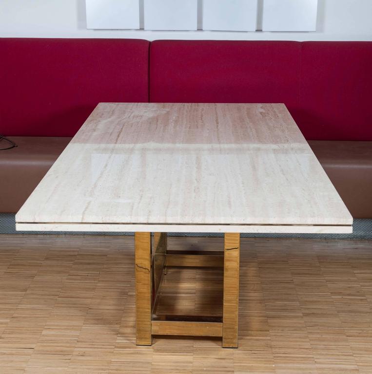 Hollywood Glam Dining Table With Br Base And Travertine Top Hollywood Glam Dining Table With Br Base And Travertine Top