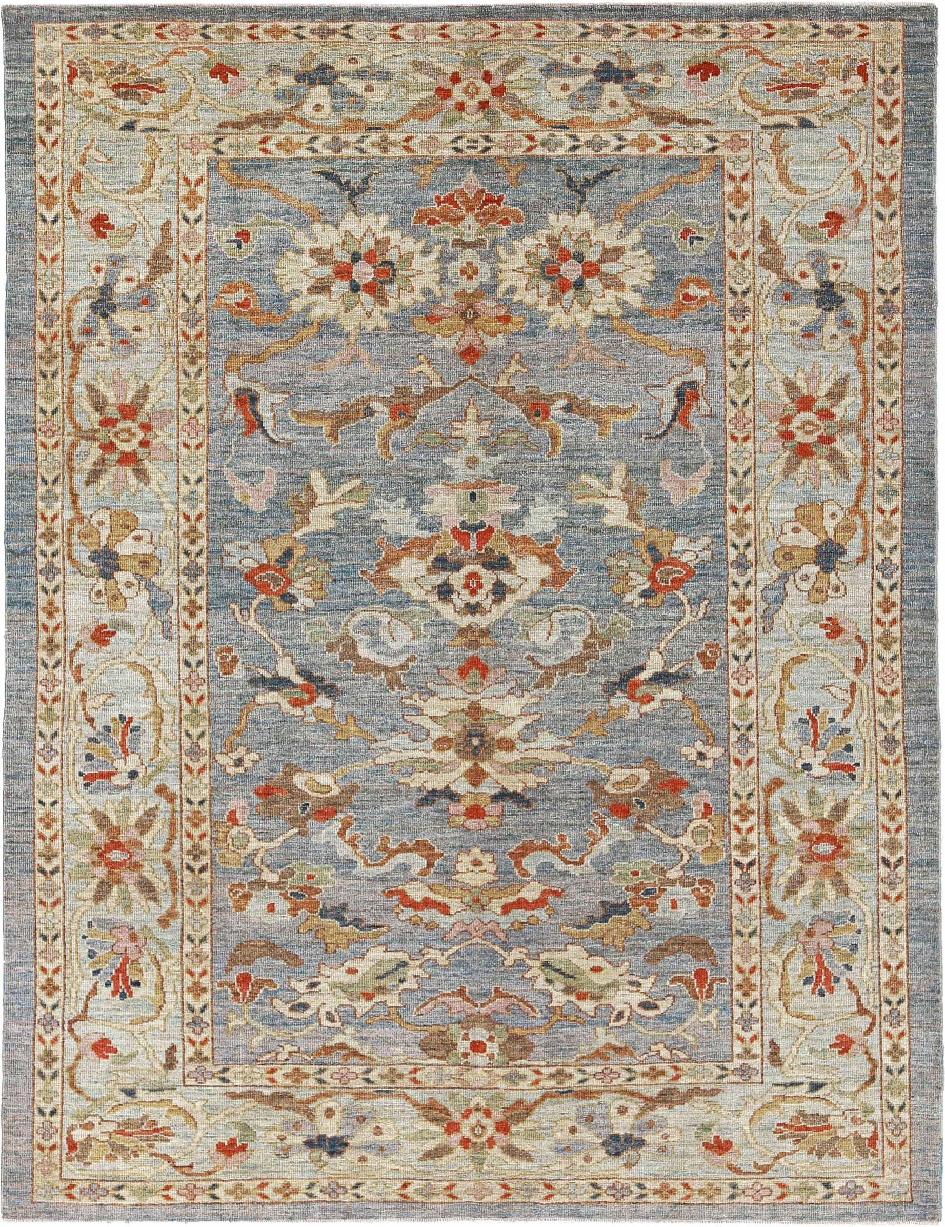 Afganistán Sultanabad Rugs Circa 1990 - Lana Azul Marfil Rojo Diseño - 90900