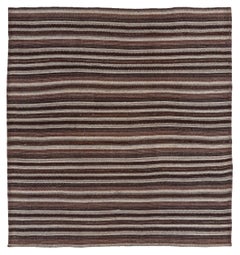 Tapis carré persan Jajim Circa 1910 - Laine Brown Ivory Design - 91103
