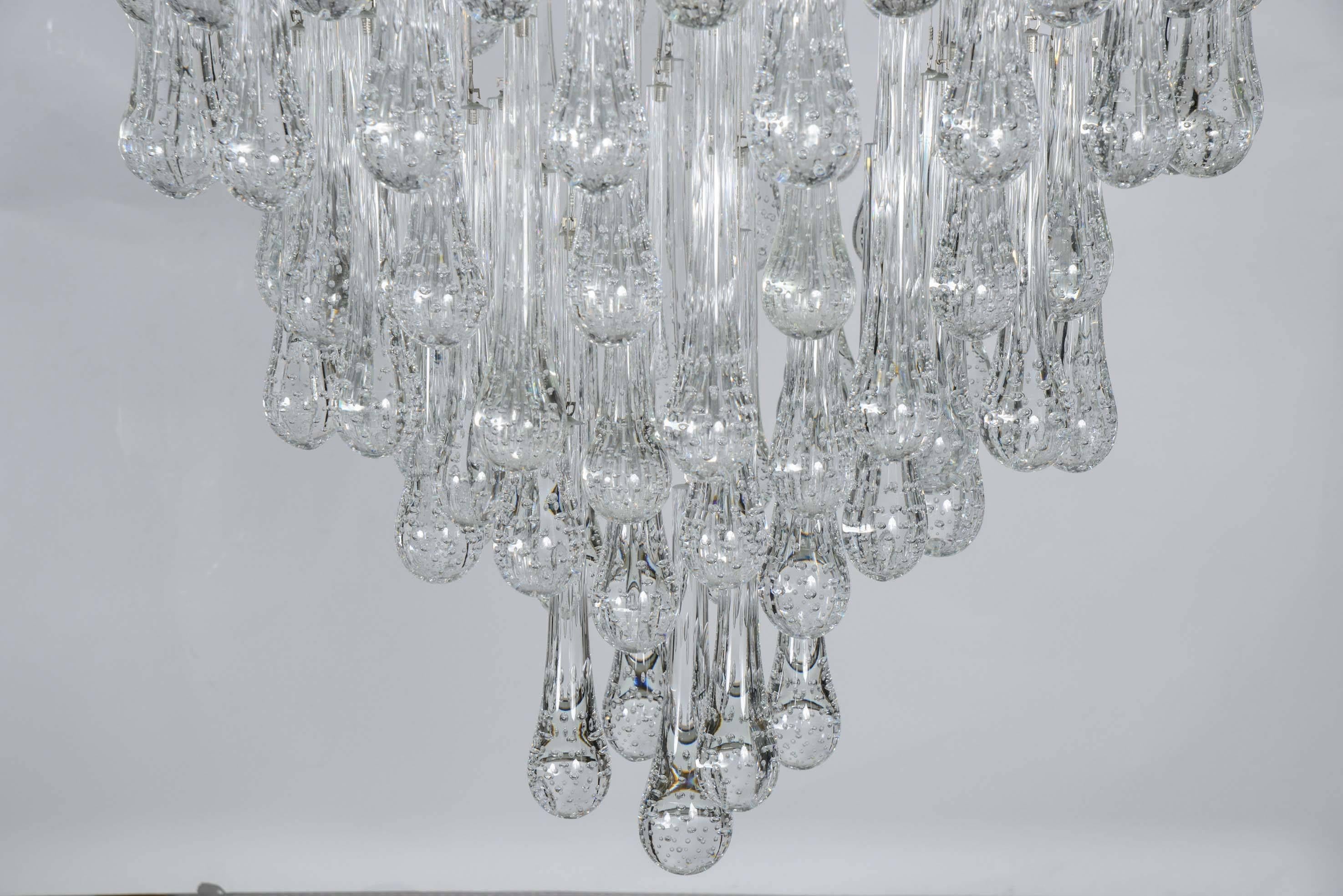 Italian Murano Glass Chandelier with Led Bulbs and Device for Adjusting Glass Color For Sale
