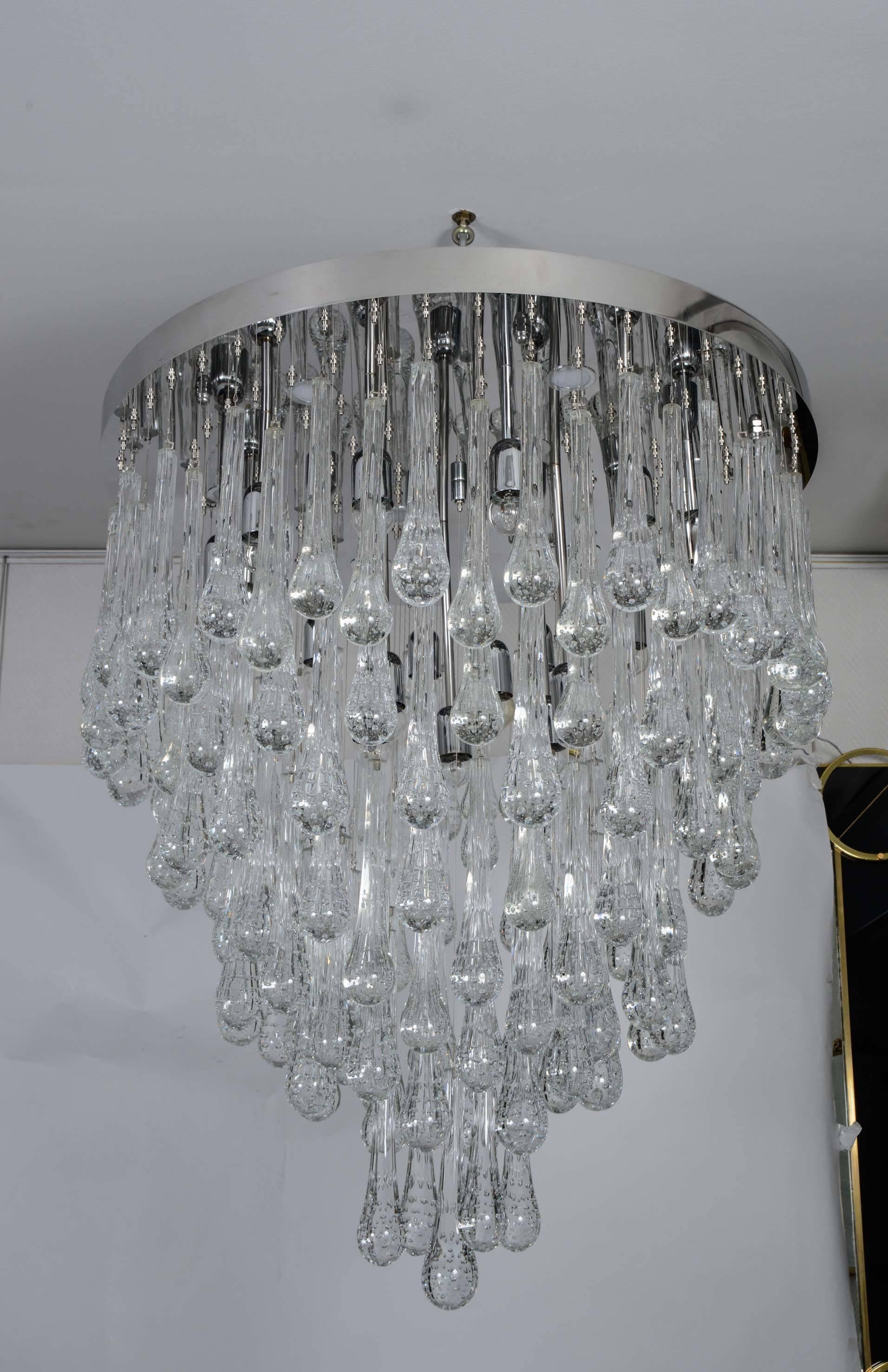 Murano Glass Chandelier with Led Bulbs and Device for Adjusting Glass Color In Excellent Condition For Sale In Saint ouen, FR