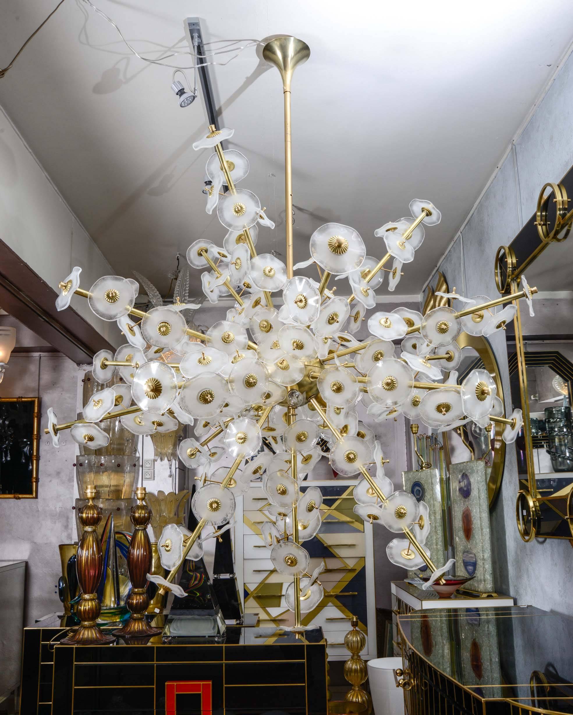 Glamorous Chandelier in Brass and Murano Glass 1