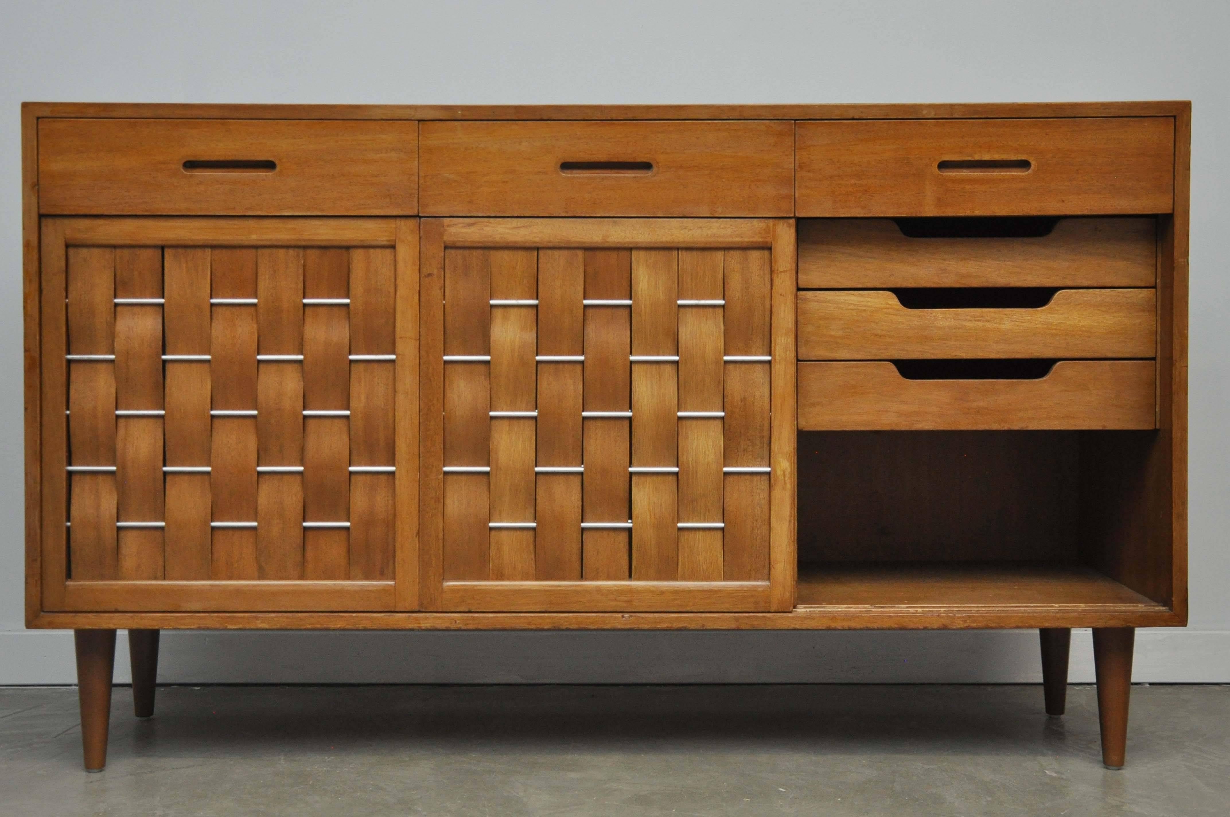 Dunbar Woven-Front Credenza by Edward Wormley In Good Condition In Chicago, IL