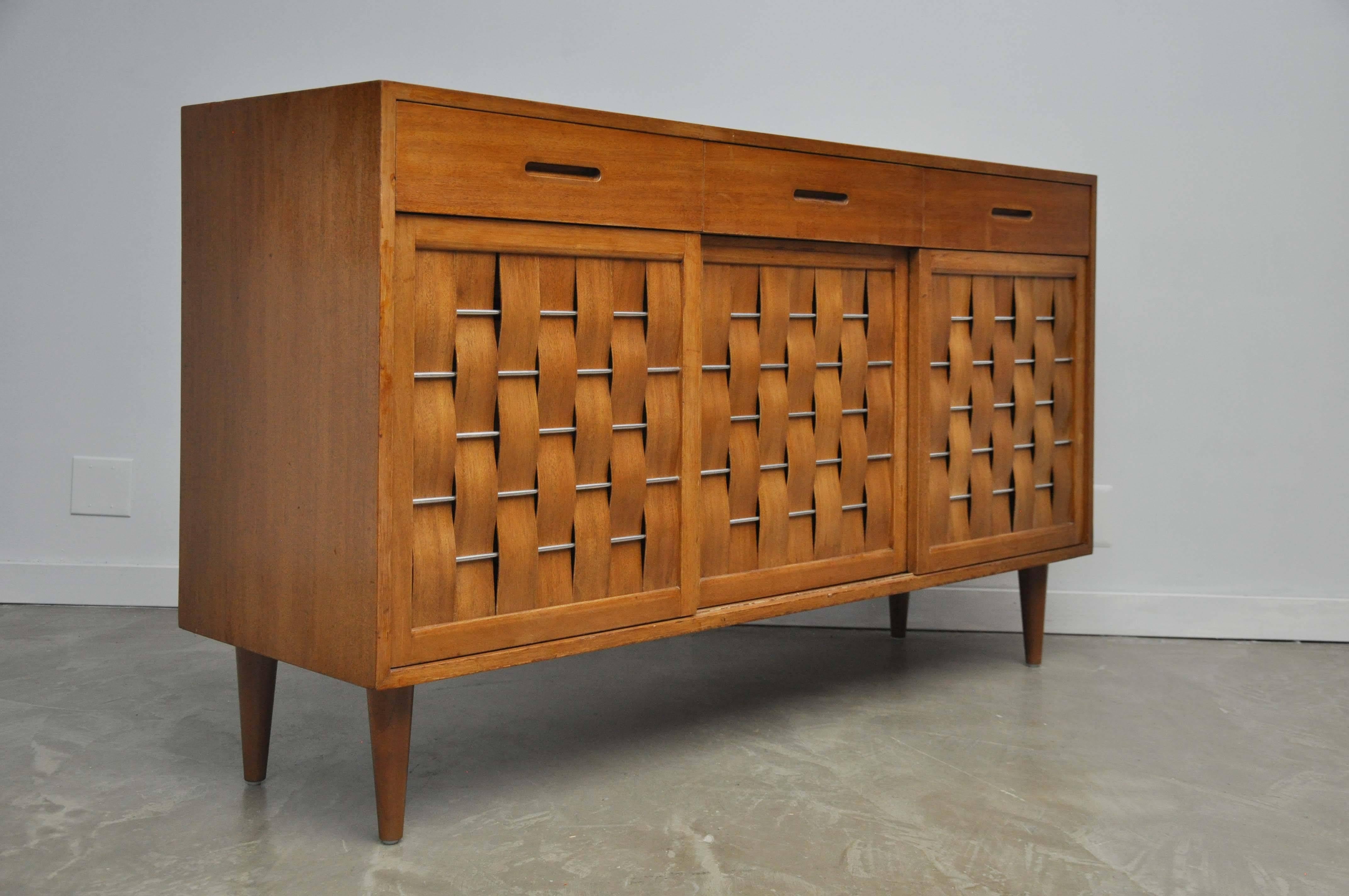 20th Century Dunbar Woven-Front Credenza by Edward Wormley