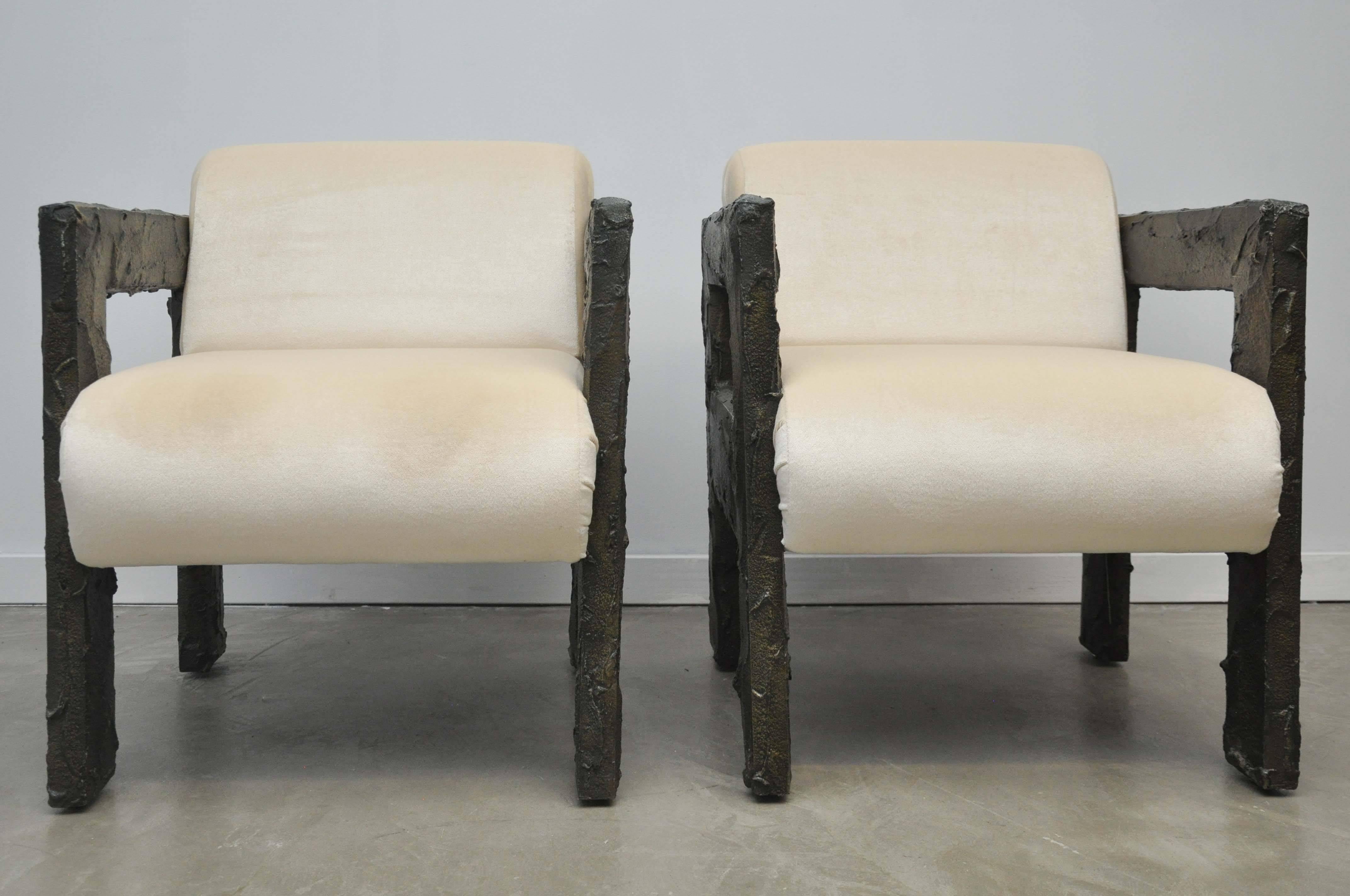 Paul Evans Sculpted Bronze Lounge Chairs 3