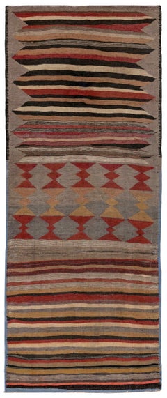 Persischer Kilim Small Rug CIRCA 1910 - Wolle Braun Grau Rot Gelb Design - 91424