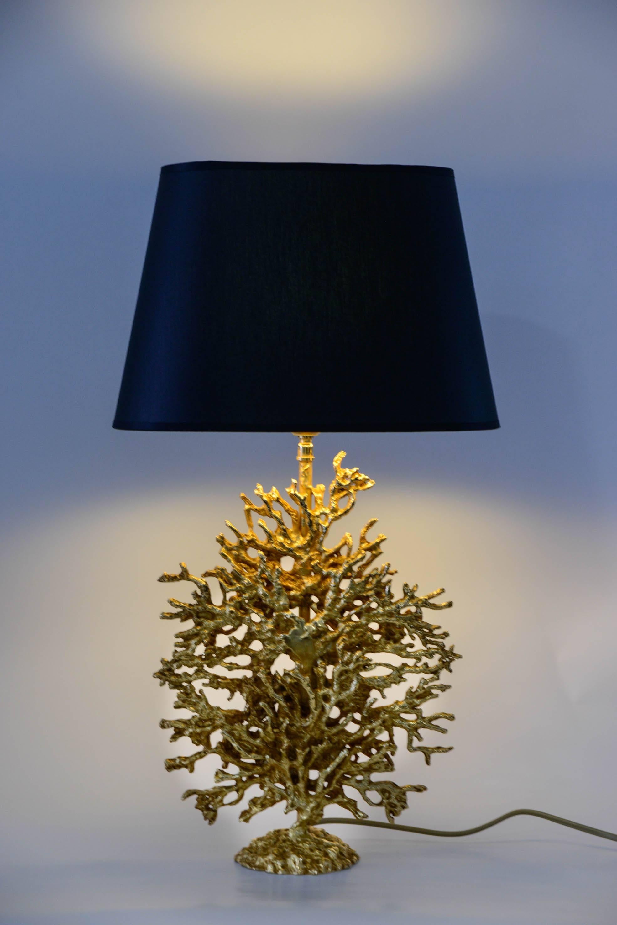20th Century Pair Of Gold plated Metal Coral Table Lamps