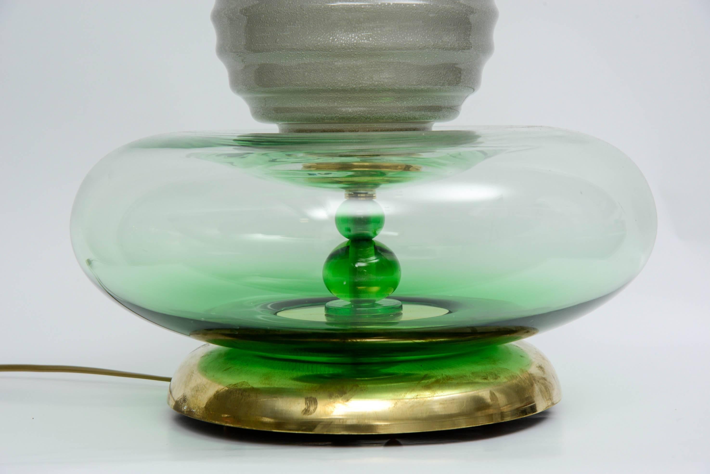 20th Century Pair of Italian Murano Handblown Glass Table Lamps
