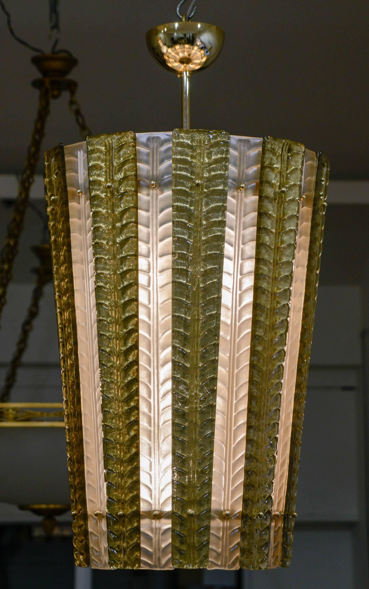 Metal Gorgeous Pair of Murano Glass Lanterns