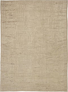 Tapis marocains d'Afghanistan datant d'environ 1990, motif en laine ivoire taupe - 92205