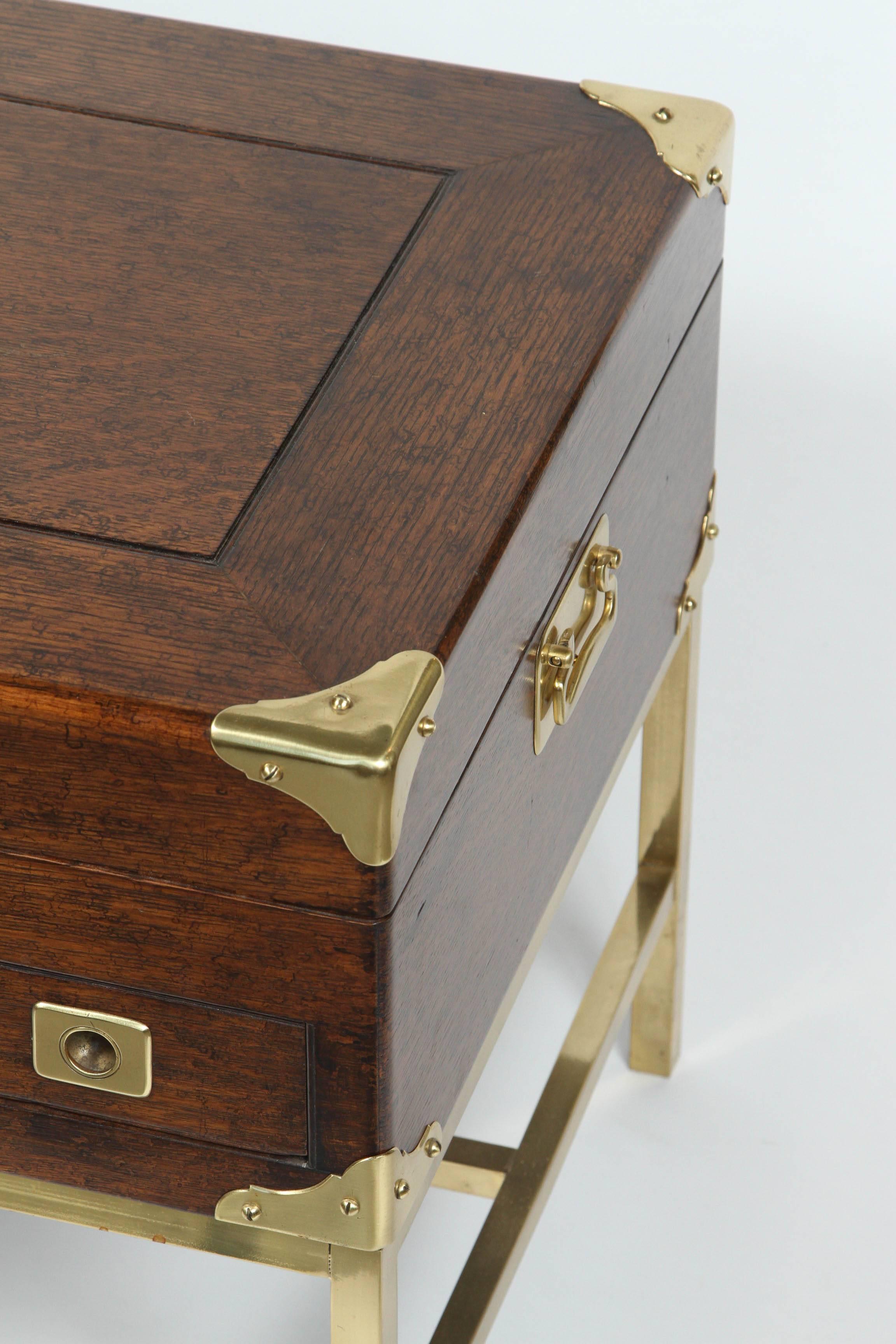 An English Brass Bound Oak Silver Chest with Custom Brass Stand 3