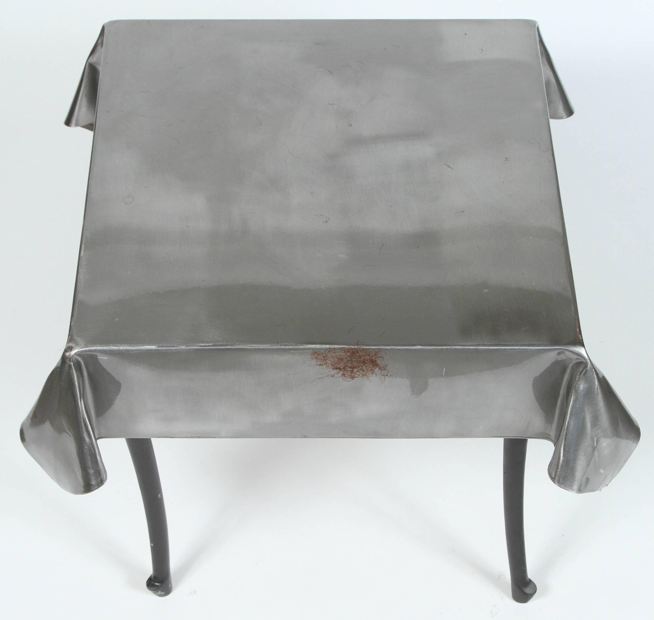 20th Century A Pair of Vintage Steel End Tables with “Skirts�” and Cabriole Legs