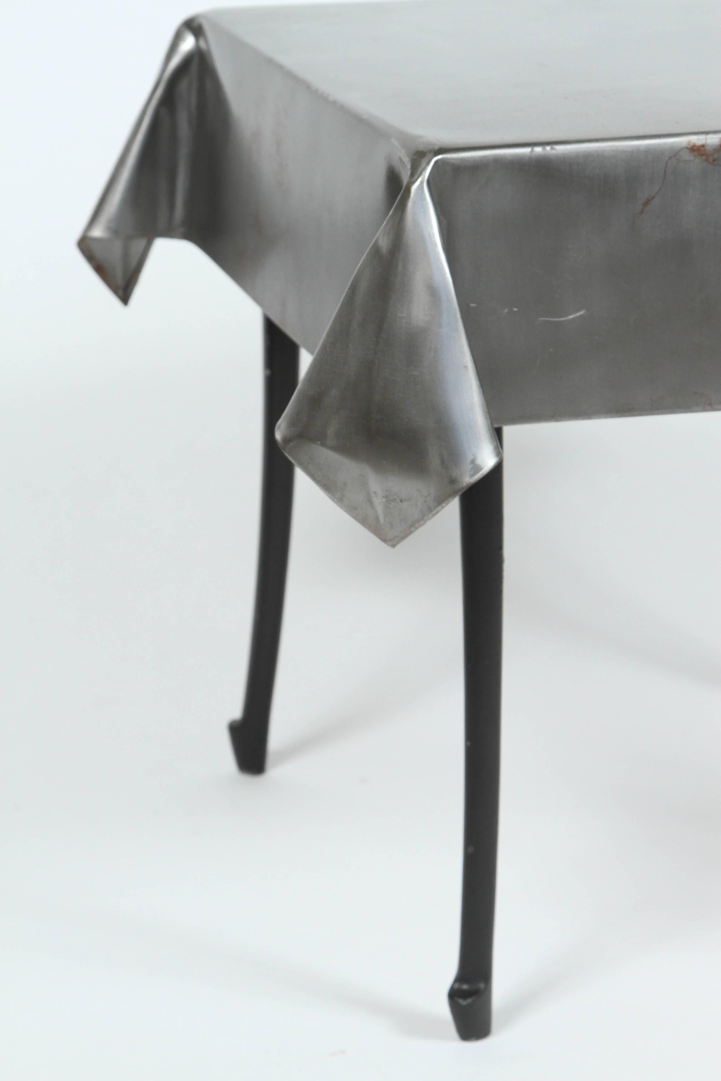 A Pair of Vintage Steel End Tables with “Skirts” and Cabriole Legs 2