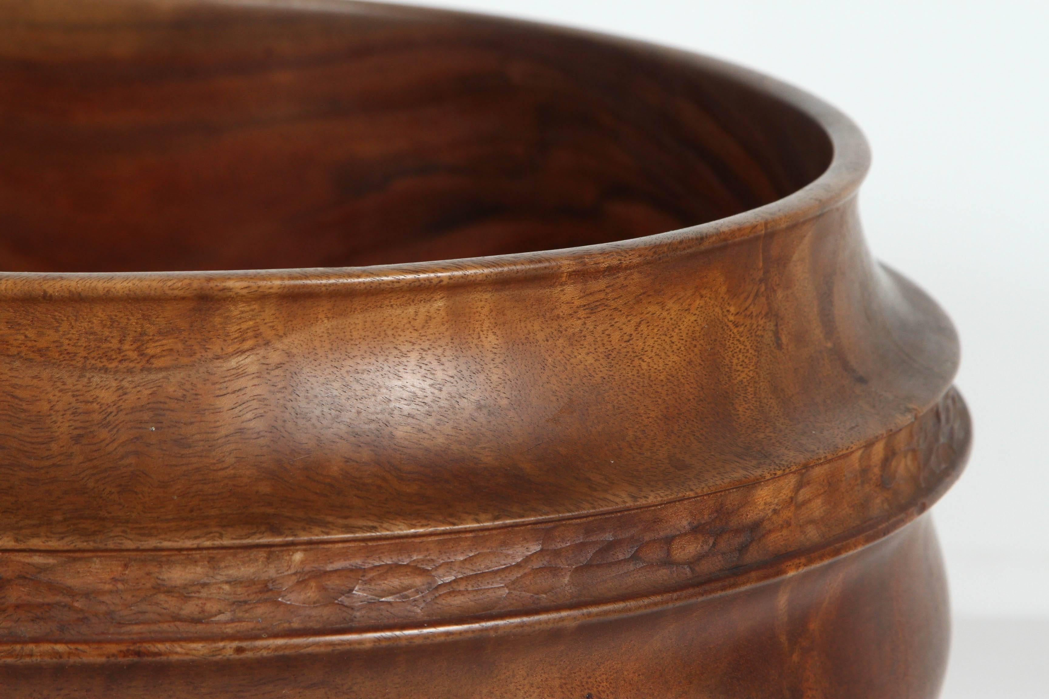 Carved Large Donald Saxby Black Walnut Bowl For Sale
