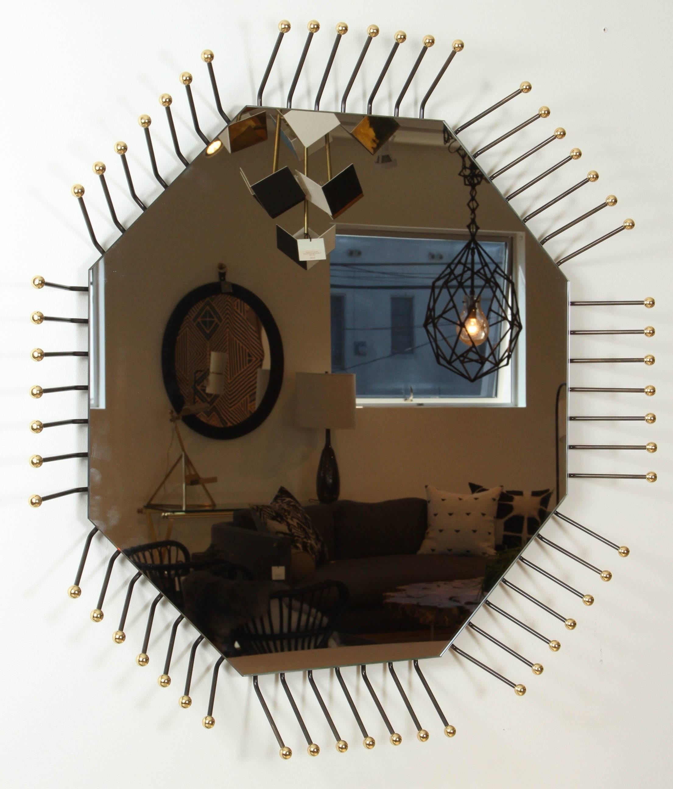 French Mother Board Mirror in Octagon by Collection Particulière