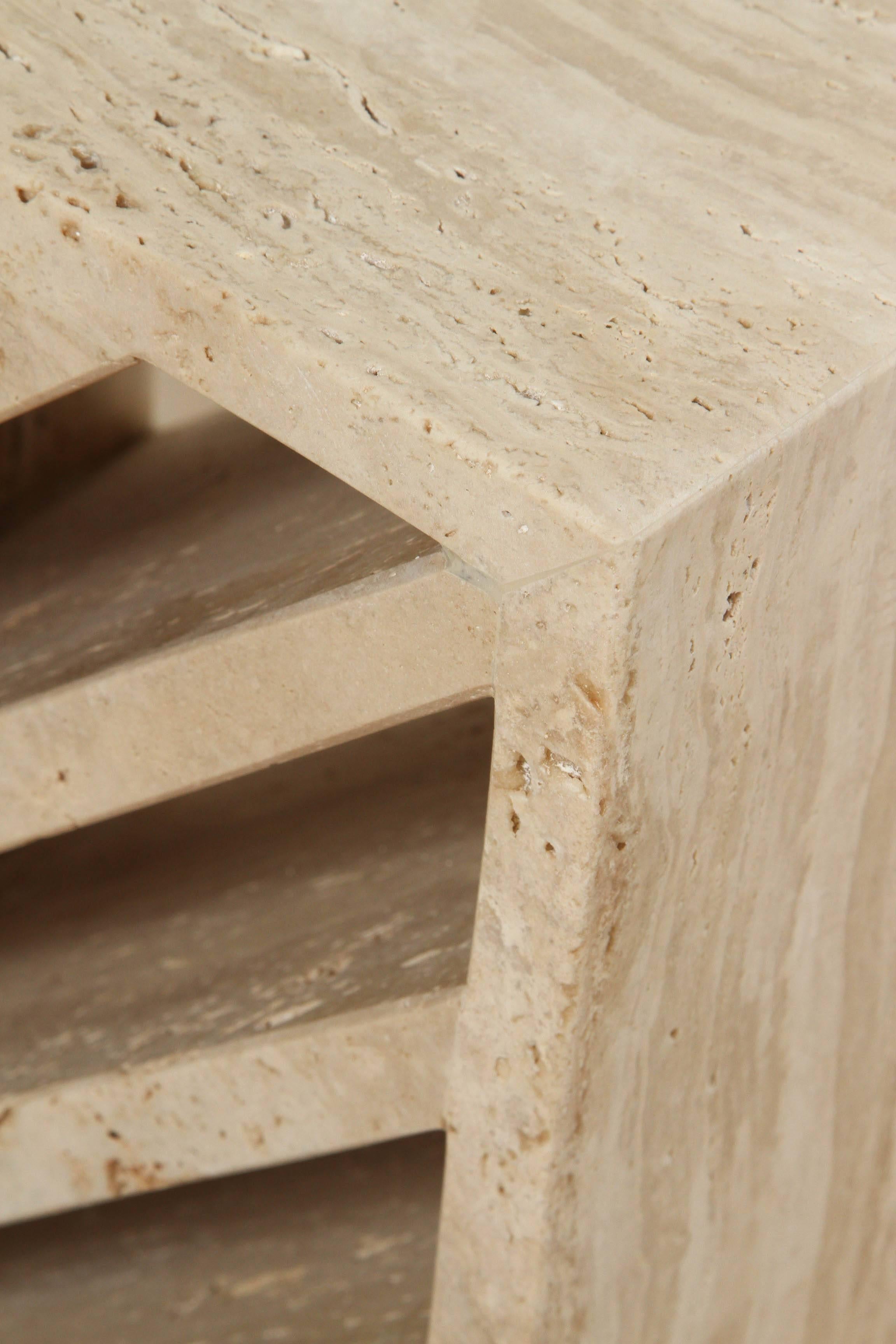 Brick Side Table in Travertine by Collection Particulière 1