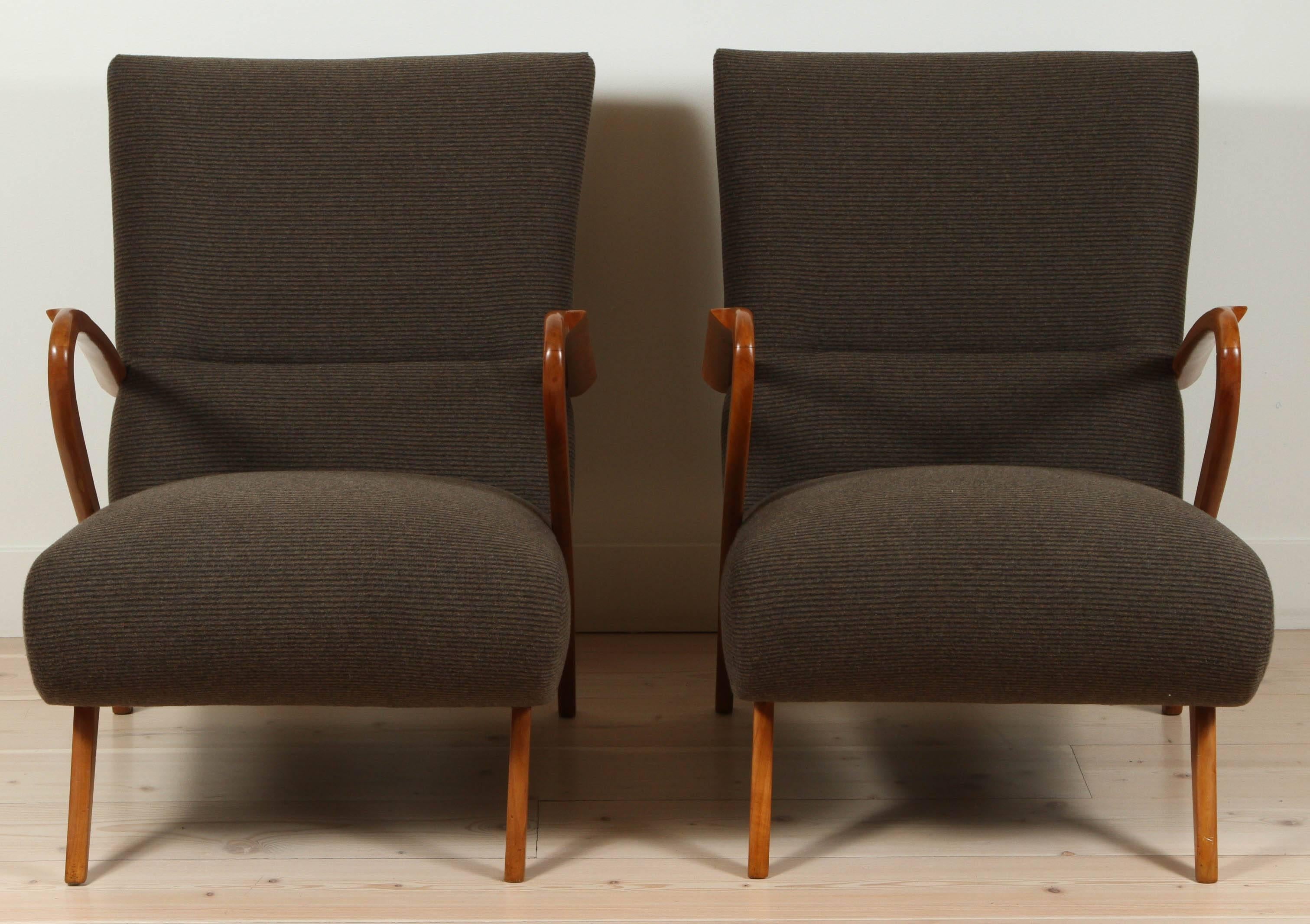 Pair of Cashmere Italian lounge chairs.