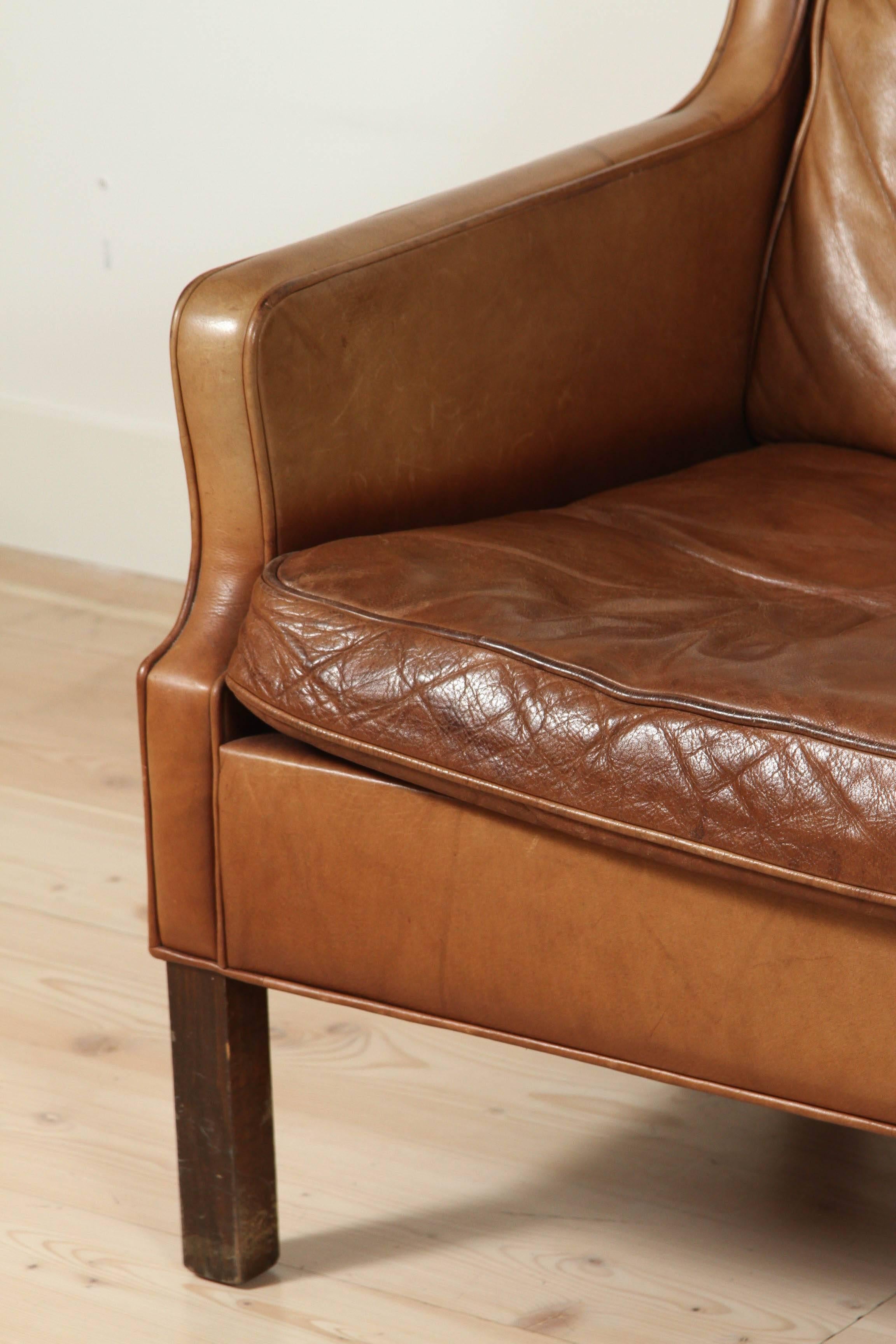 Danish Saddle Leather Sofa by Børge Mogensen