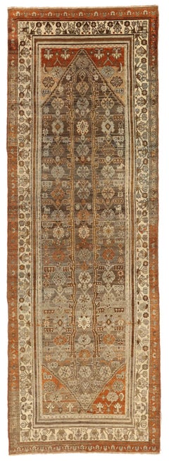 Tapis de course persan Shahsavan - Laine Brown Ivory Red Design - 75530