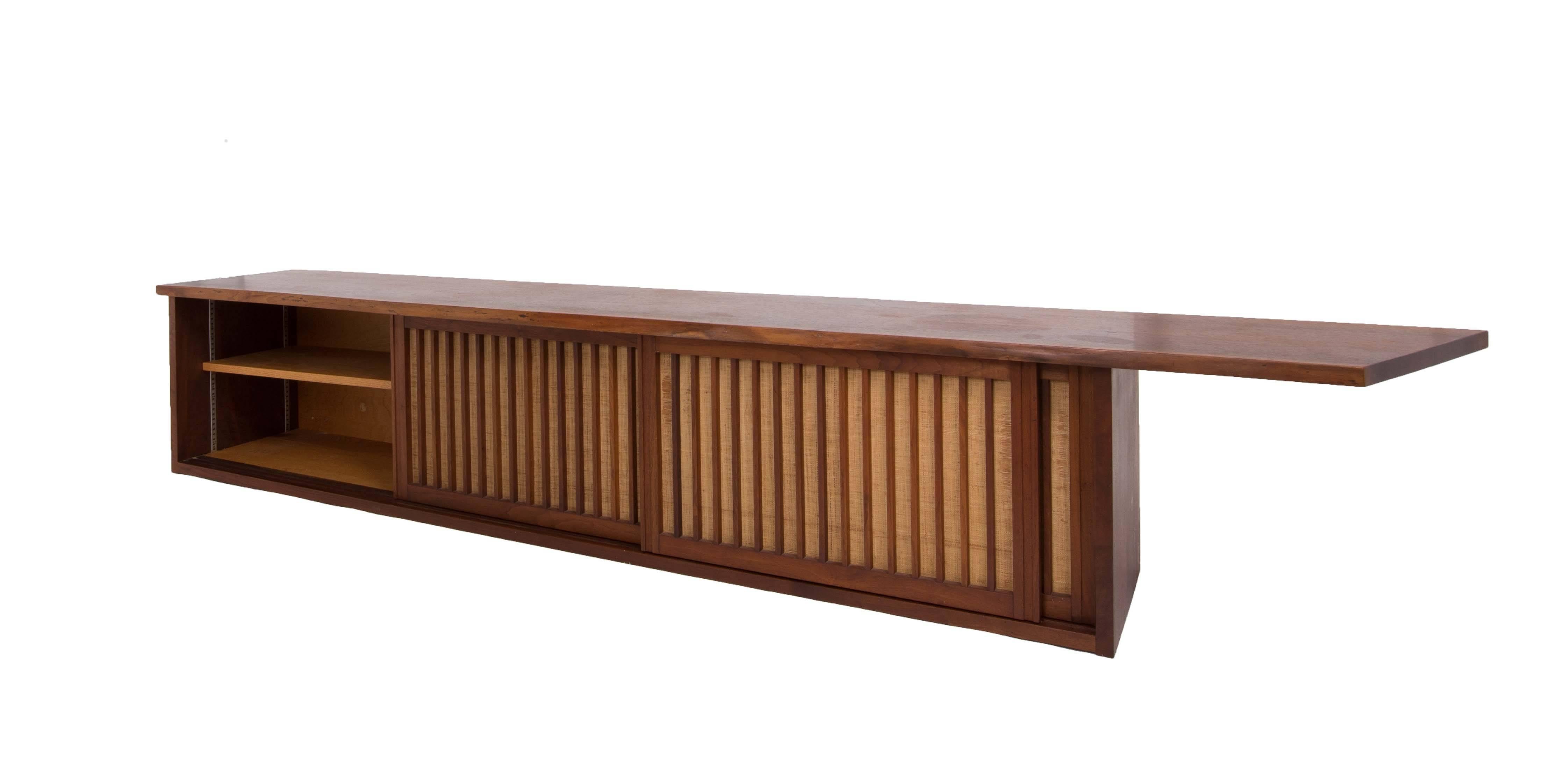 Hand-Crafted Mid-Century Walnut Wall Cabinet by George Nakashima