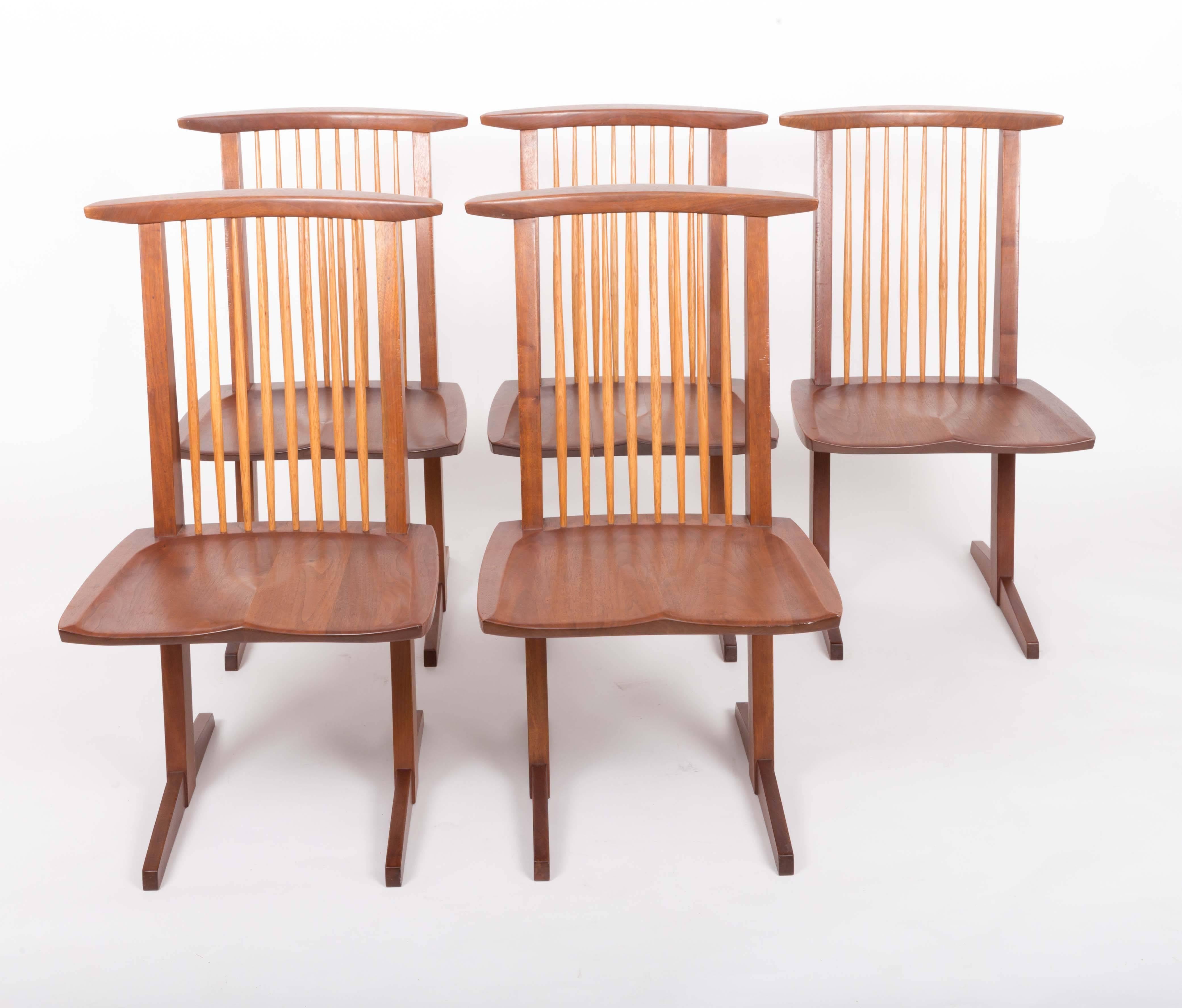 Set of Six Walnut Conoid Chairs by George Nakashima In Excellent Condition For Sale In Sea Cliff, NY