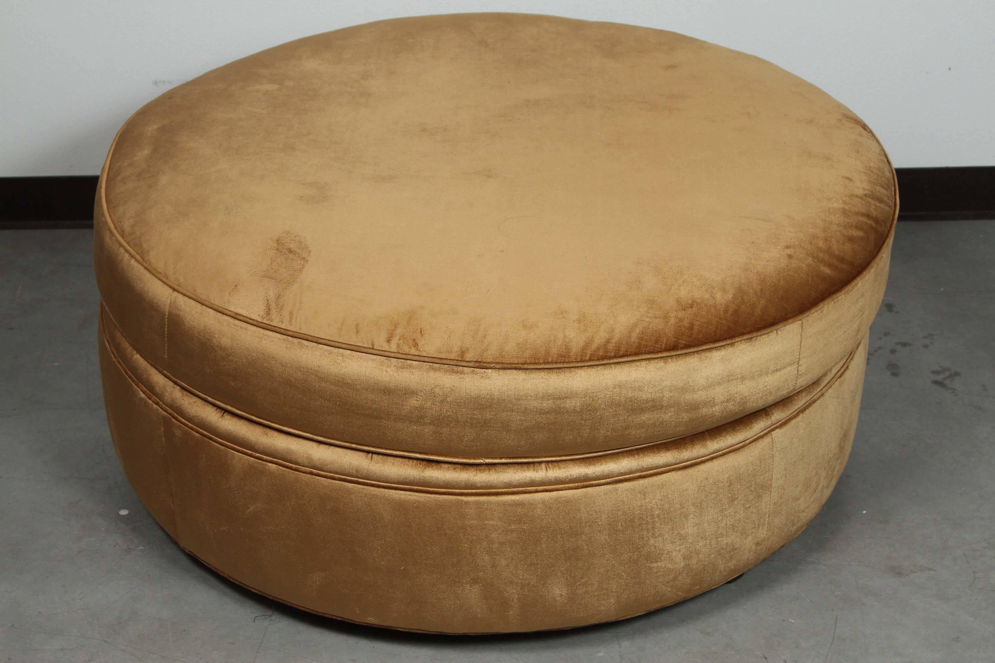 Late 20th Century Large Circular Upholstered Ottoman