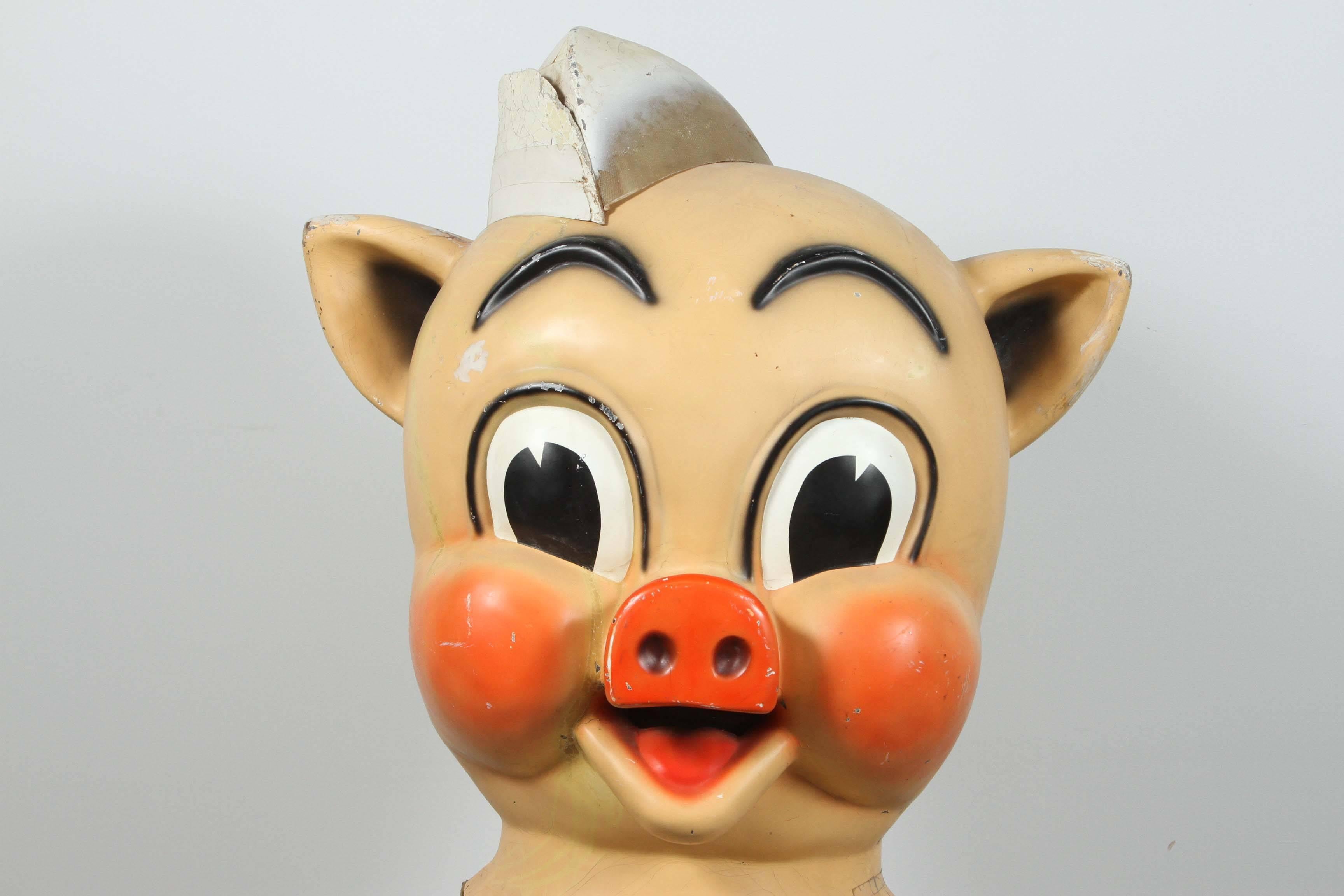 Iconic Piggly Wiggly trade sign parade costume head. Bigger than life and ready to wear a great piece of advertising art!

Piggly Wiggly was founded in Memphis, Tennessee in 1916 and is credited with being the first self-service grocery store. The