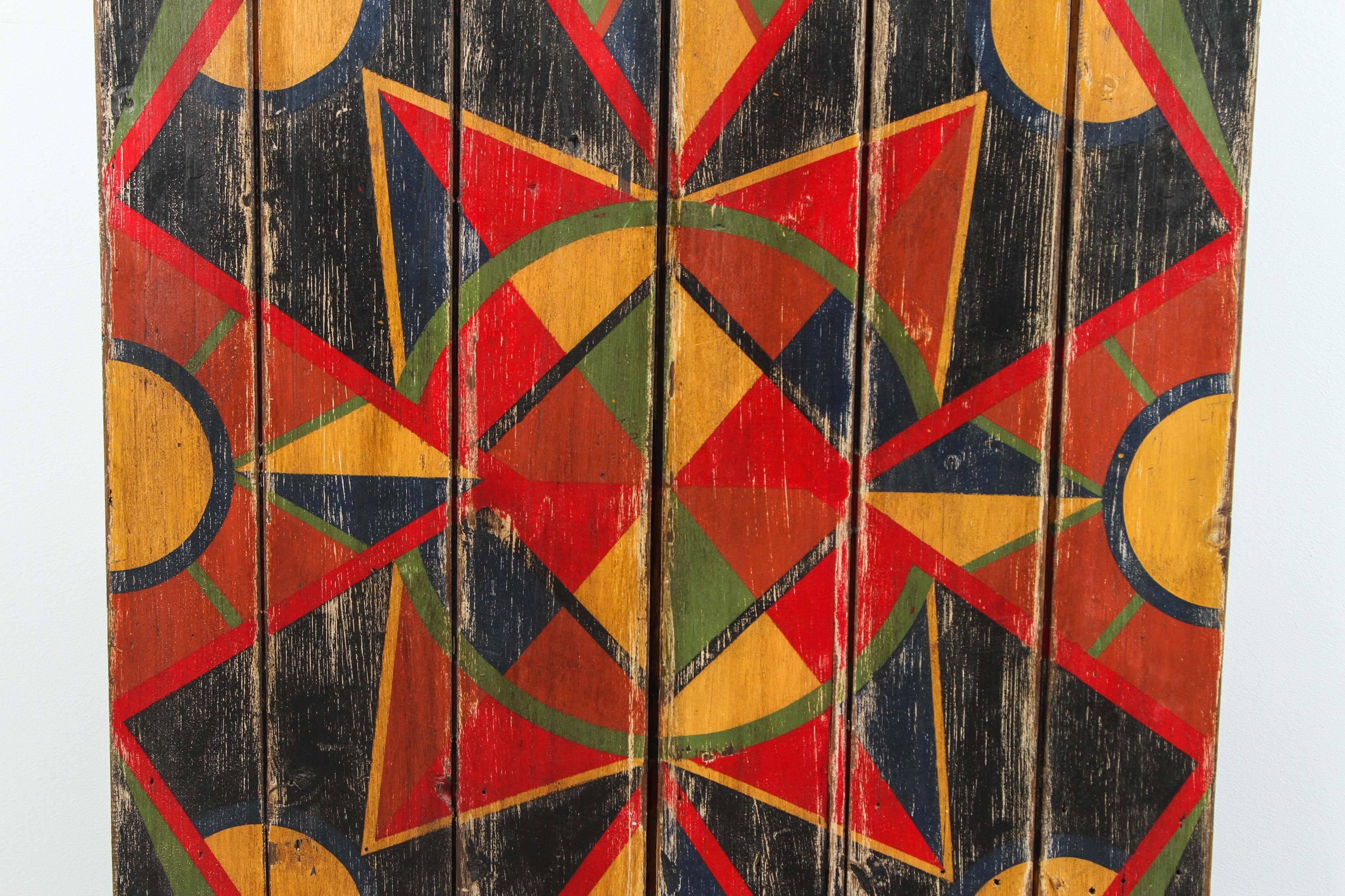 Artisanat Planche peinte géométrique abstraite et abstraite anonyme en vente