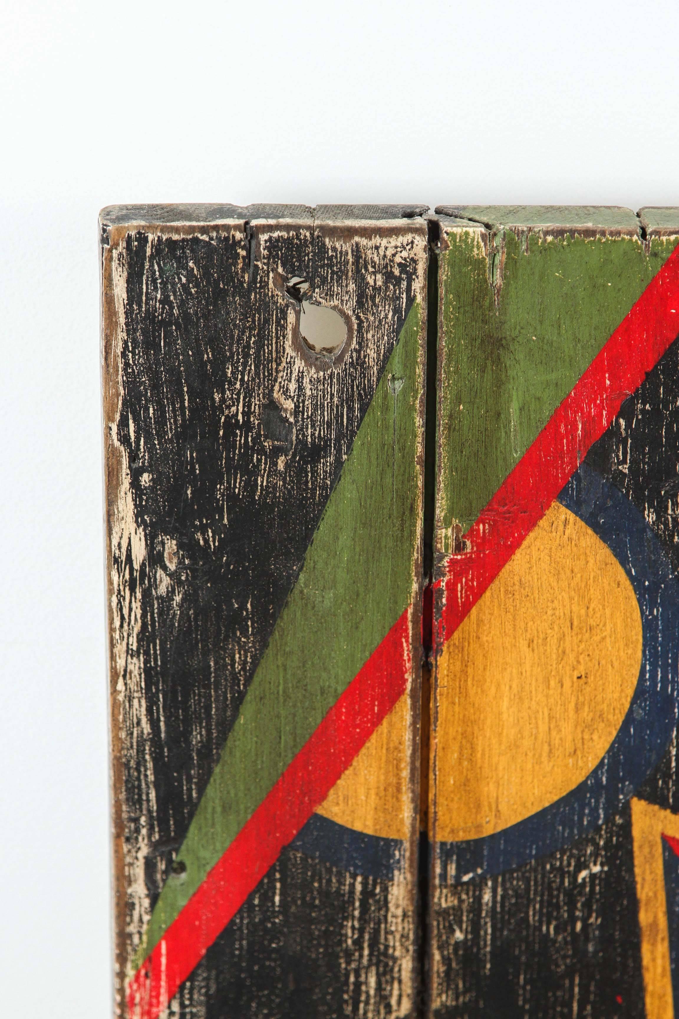 20th Century Anonymous Abstract Geometric Painted Board For Sale