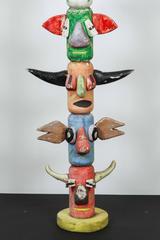 Early 20th Century Midwestern Carved American Folk Art TOTEM Pole