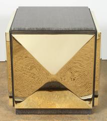 Paul Marra Brass Tile Side Table