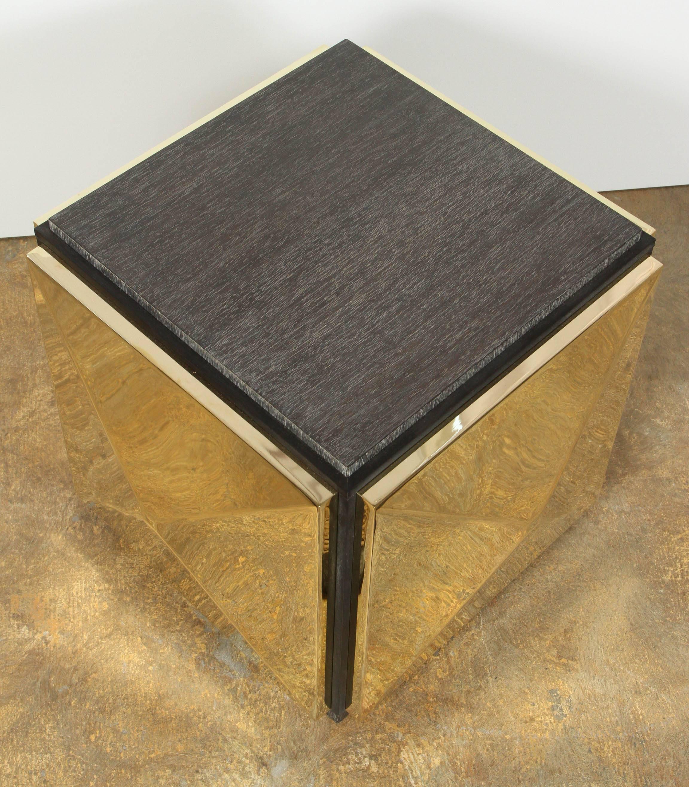 Paul Marra Brass Tile Side Table In Excellent Condition For Sale In Los Angeles, CA