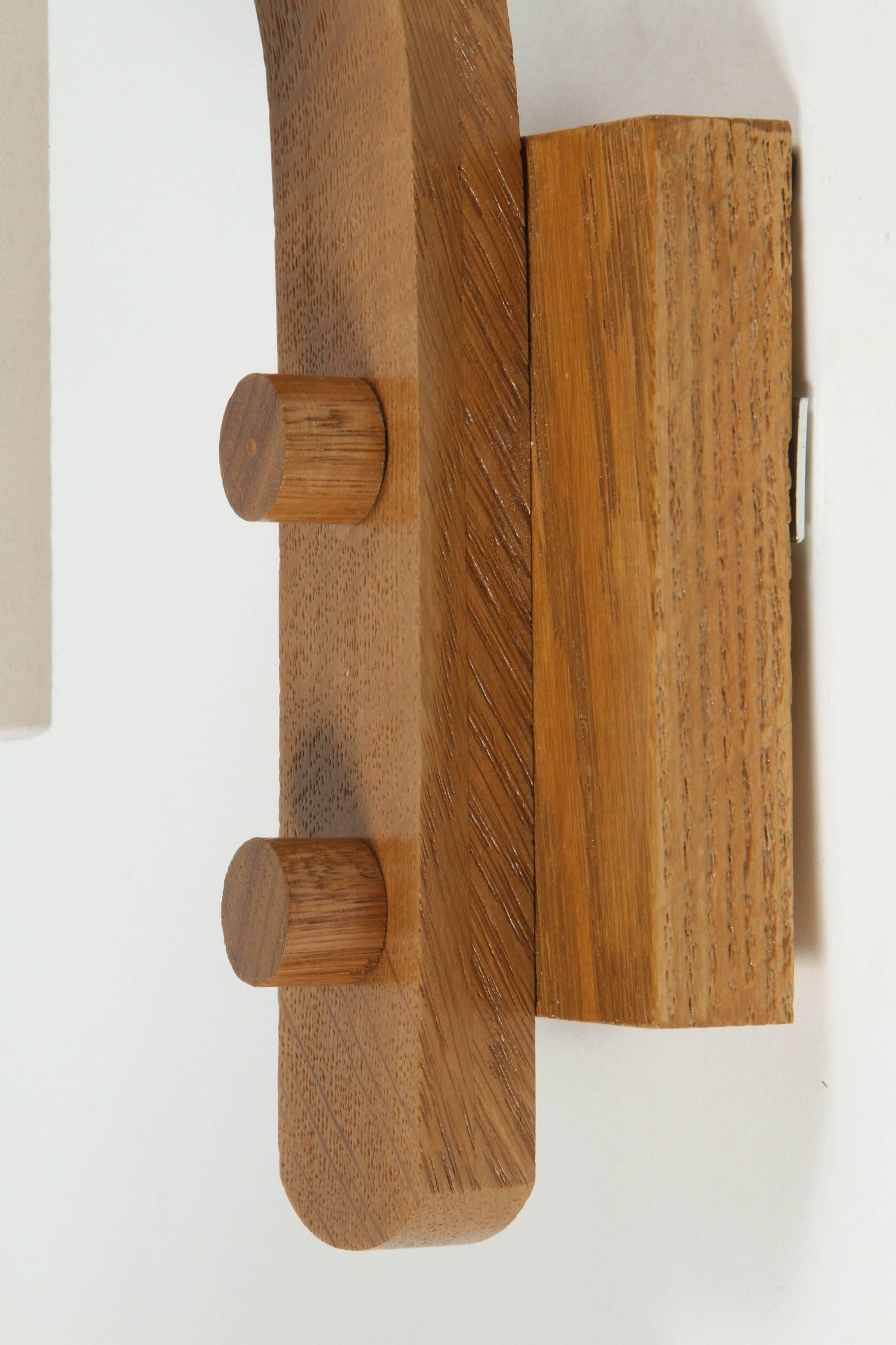 American Paul Marra Oak Sconce with Hand-Stitched Linen Shade