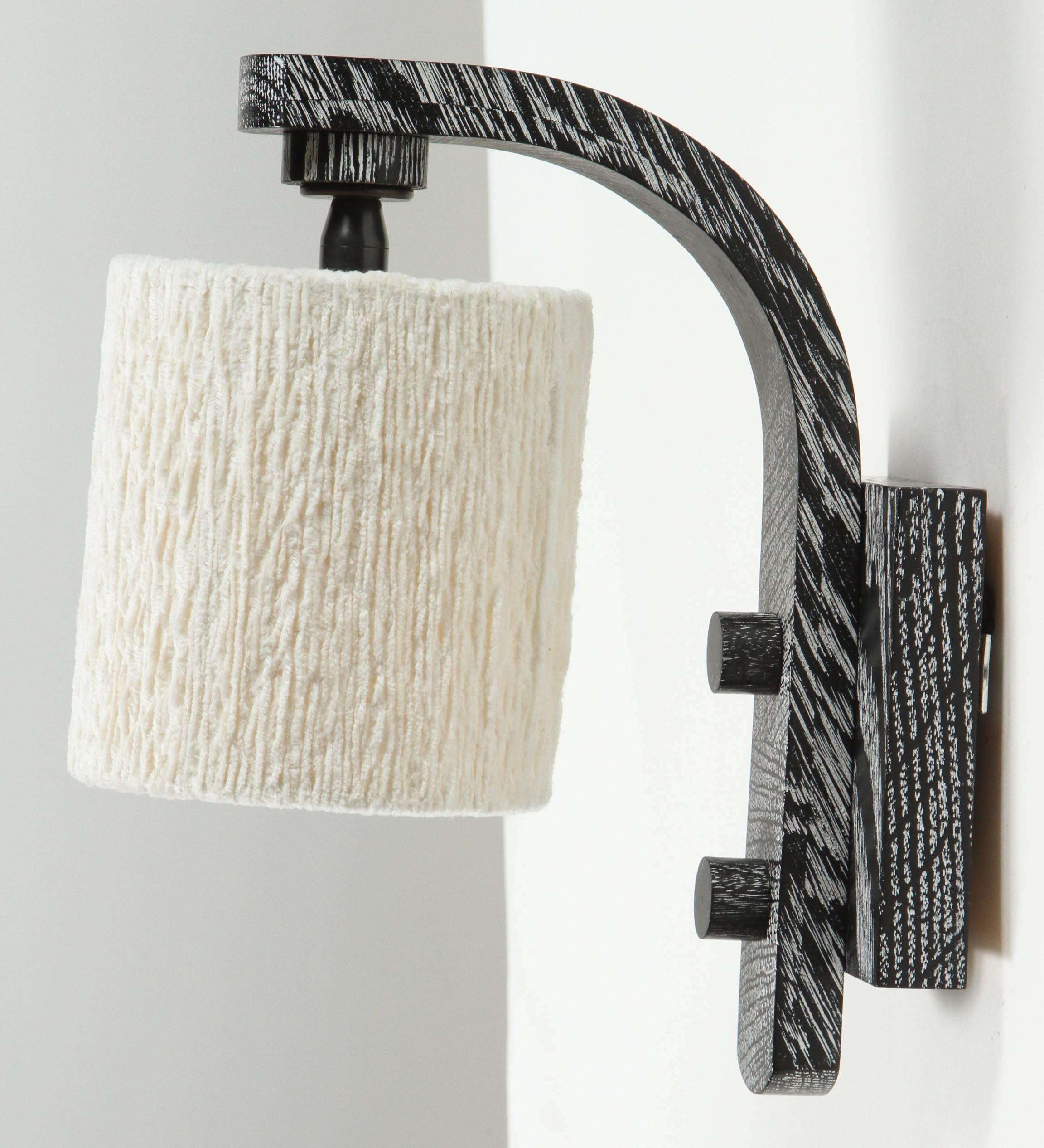Organic Modern Paul Marra Oak Sconce with Cotton Chenille Shade
