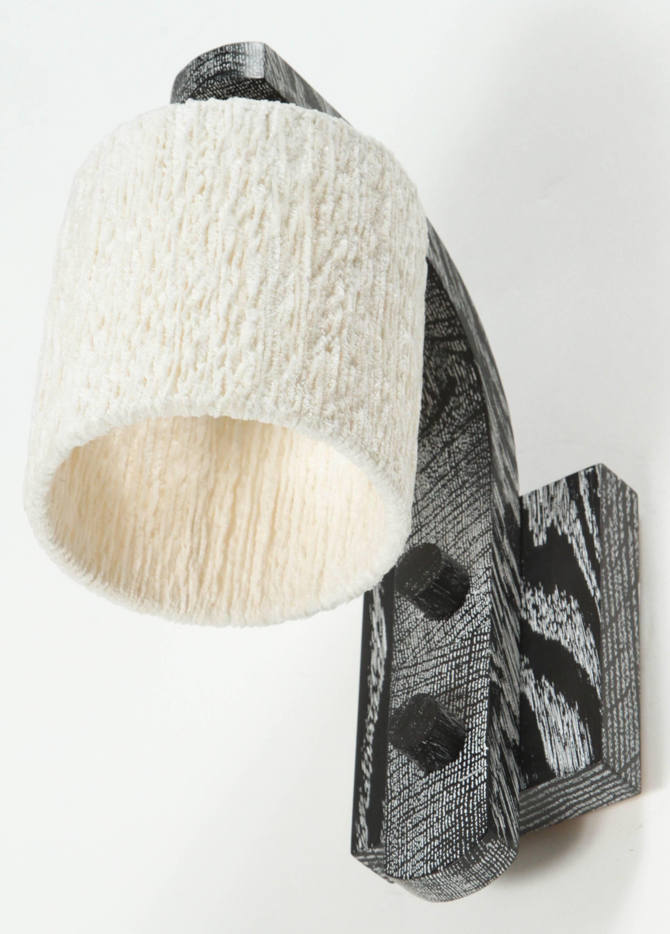 Paul Marra Oak Sconce with Cotton Chenille Shade 3