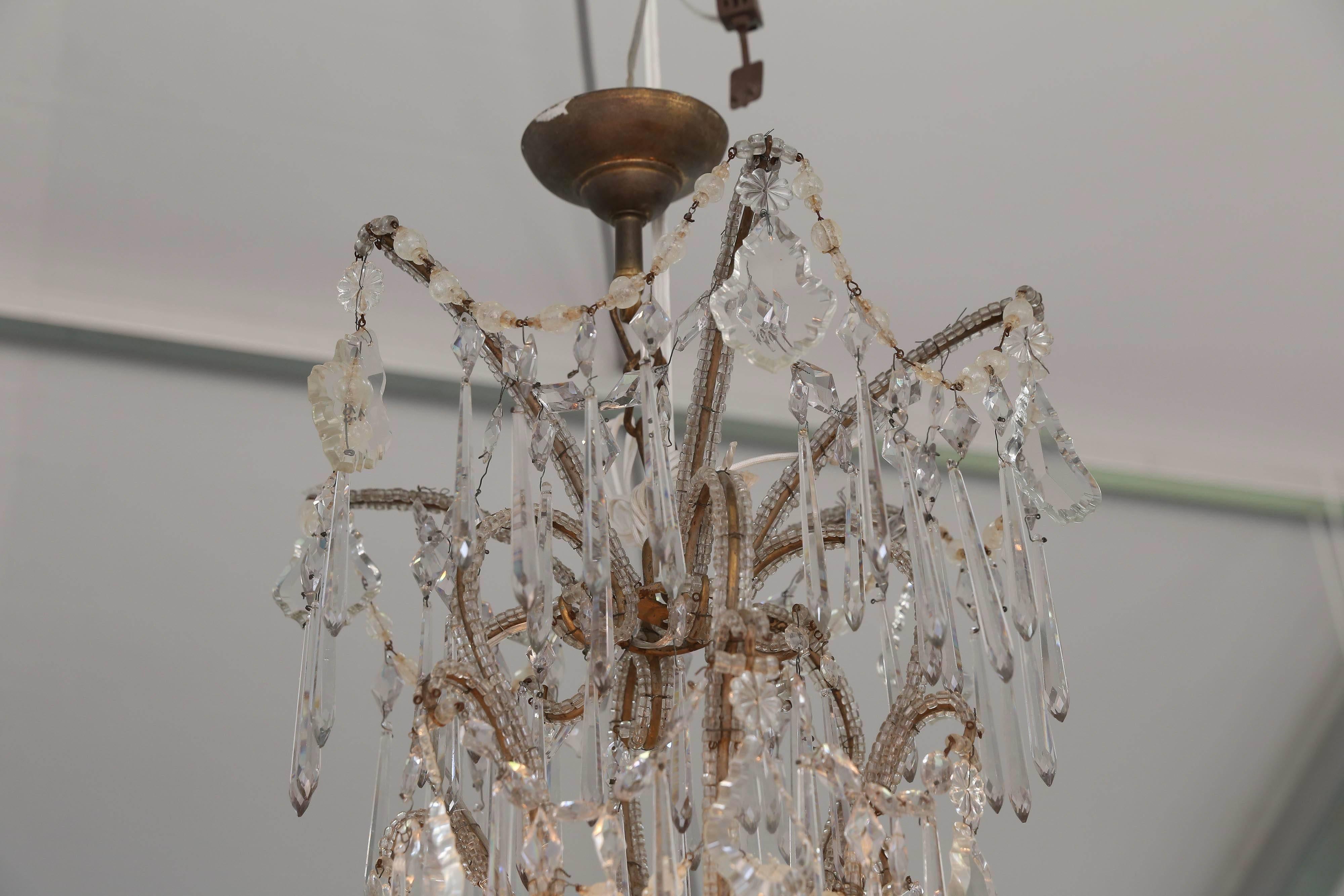 Early 20th Century Italian Cascading Crystal Chandelier from Genoa From The Early 1900s