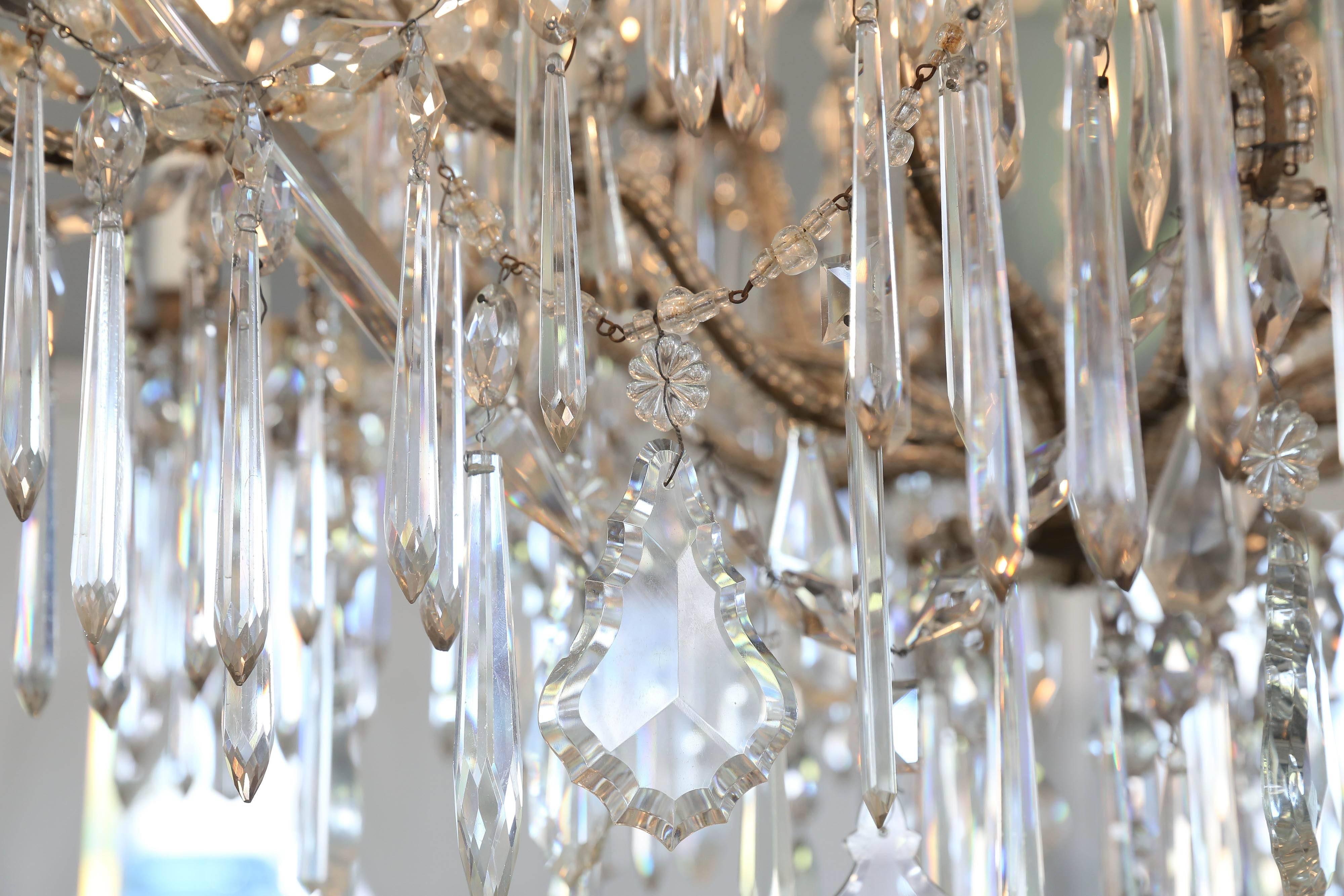Italian Cascading Crystal Chandelier from Genoa From The Early 1900s 1