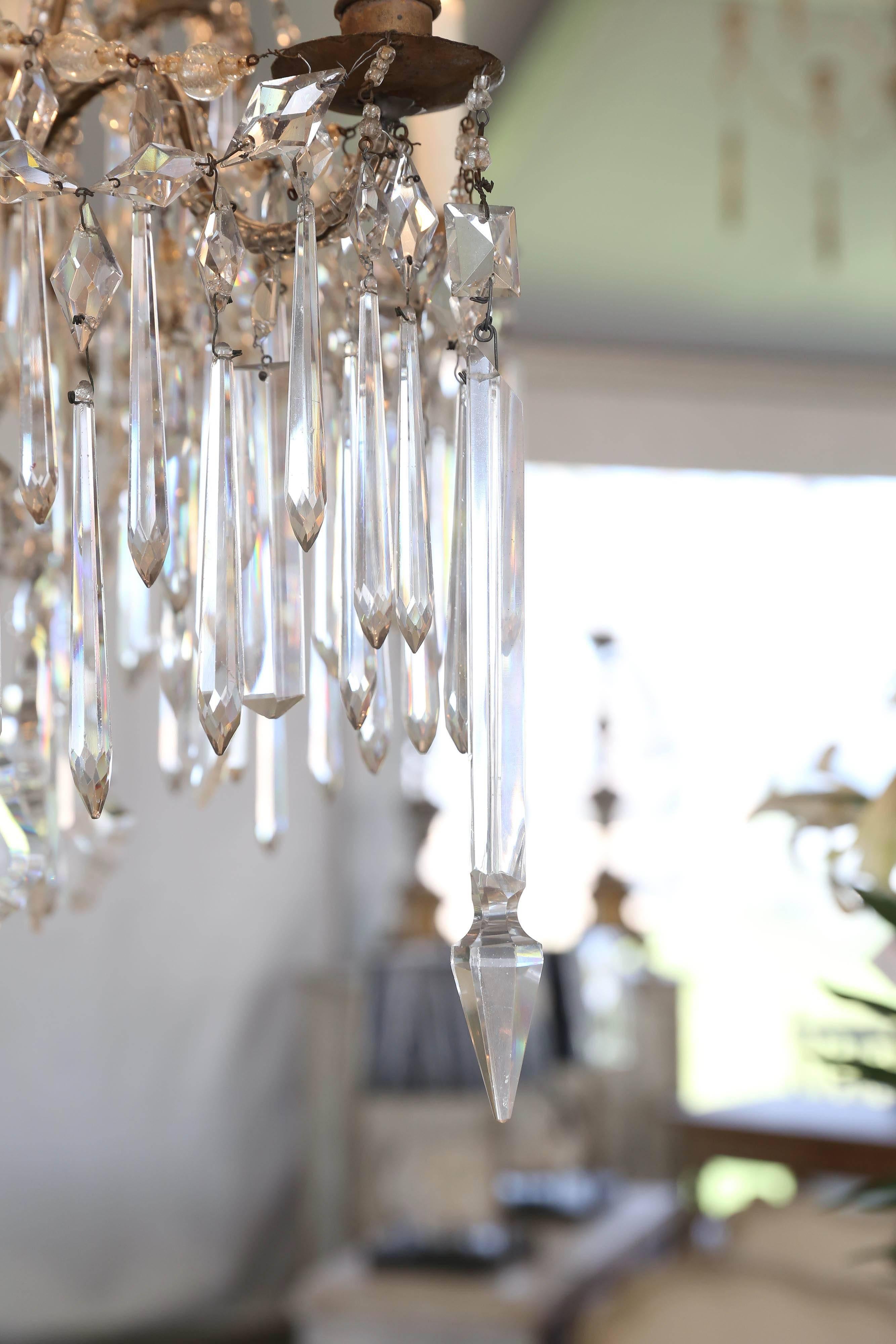 Italian Cascading Crystal Chandelier from Genoa From The Early 1900s 2