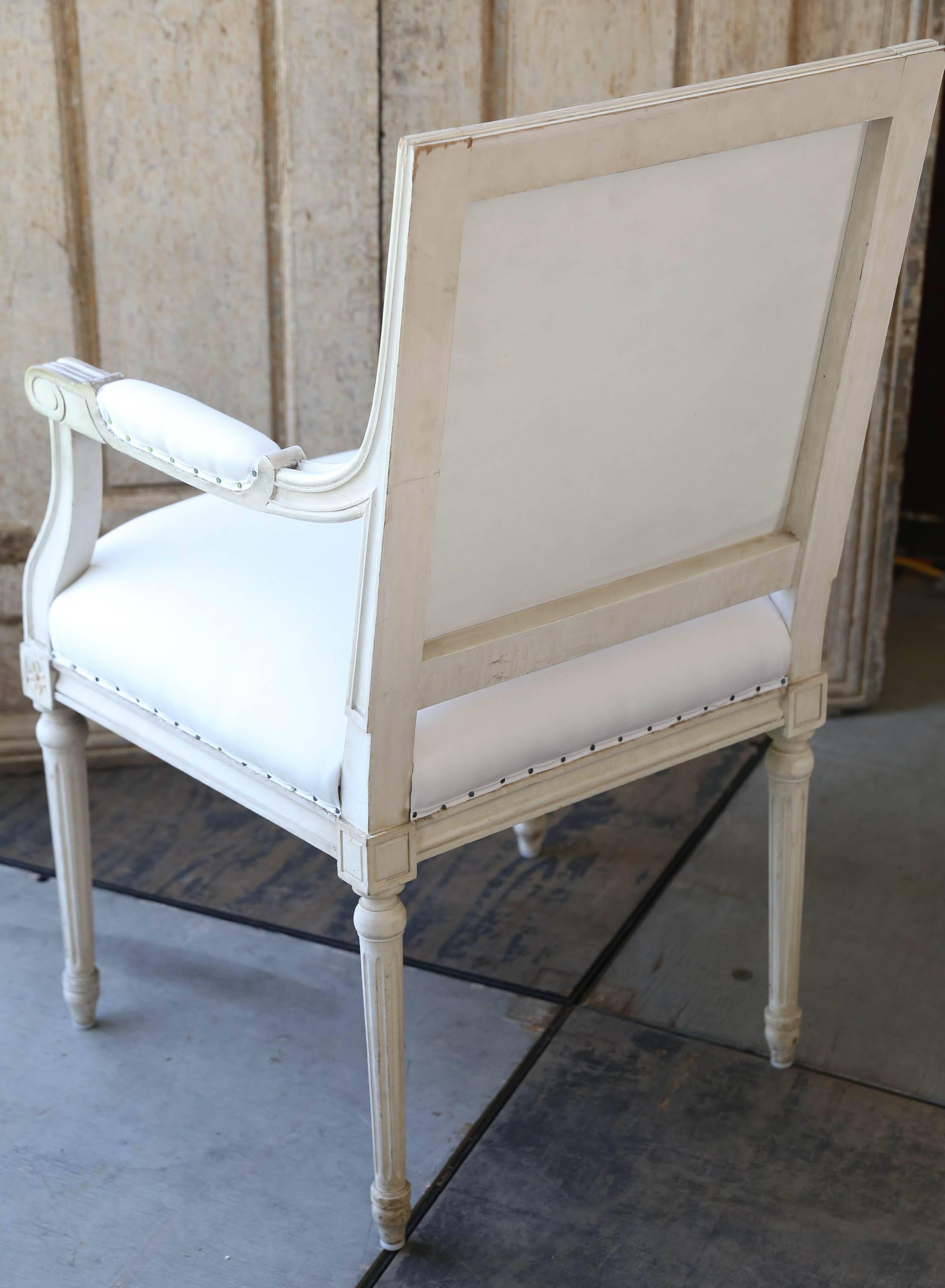 French Louis XVI Style Original Painted Armchairs, circa 1920s 1