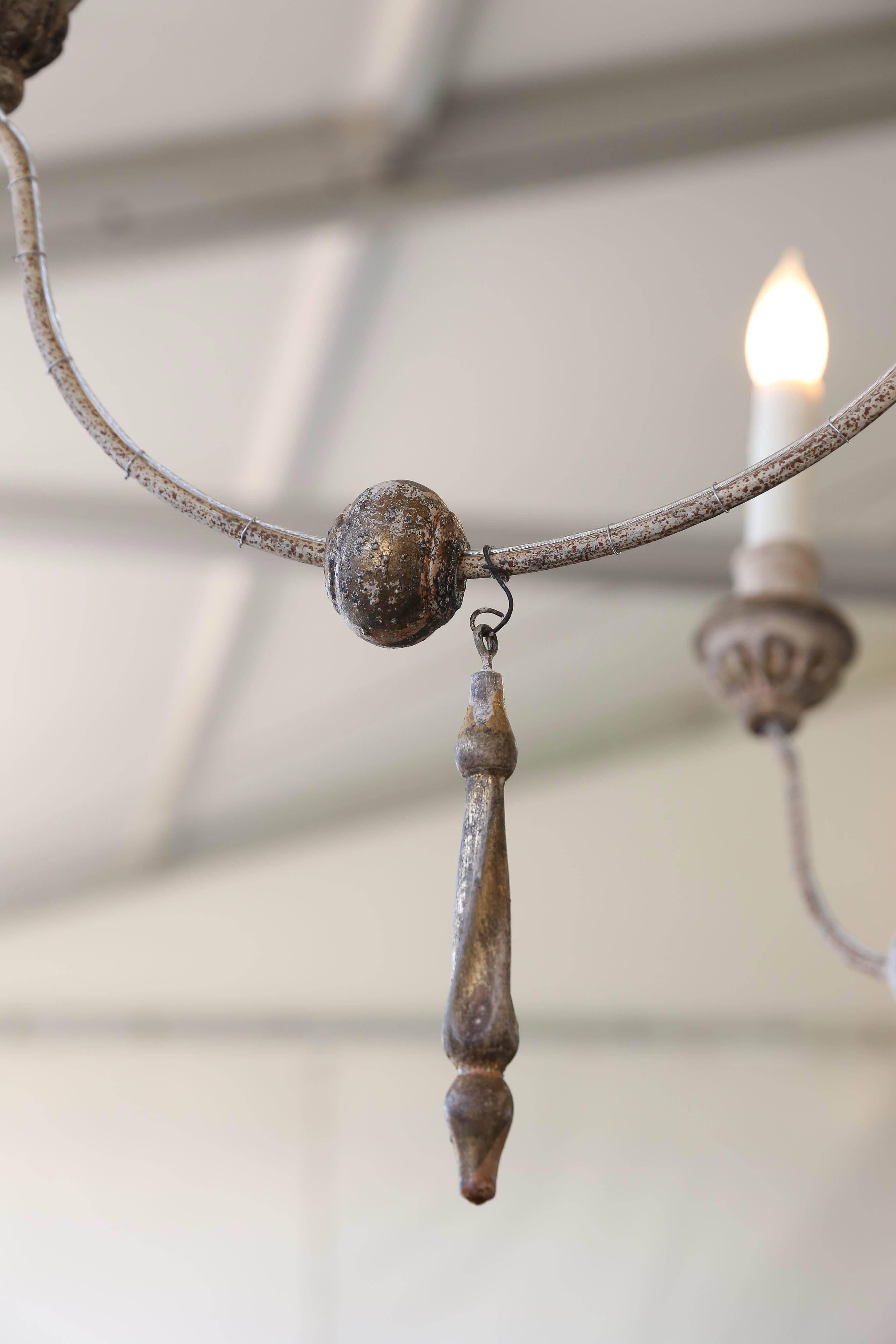 Italian Spider Chandelier with Six Arms In Distressed Condition In Houston, TX