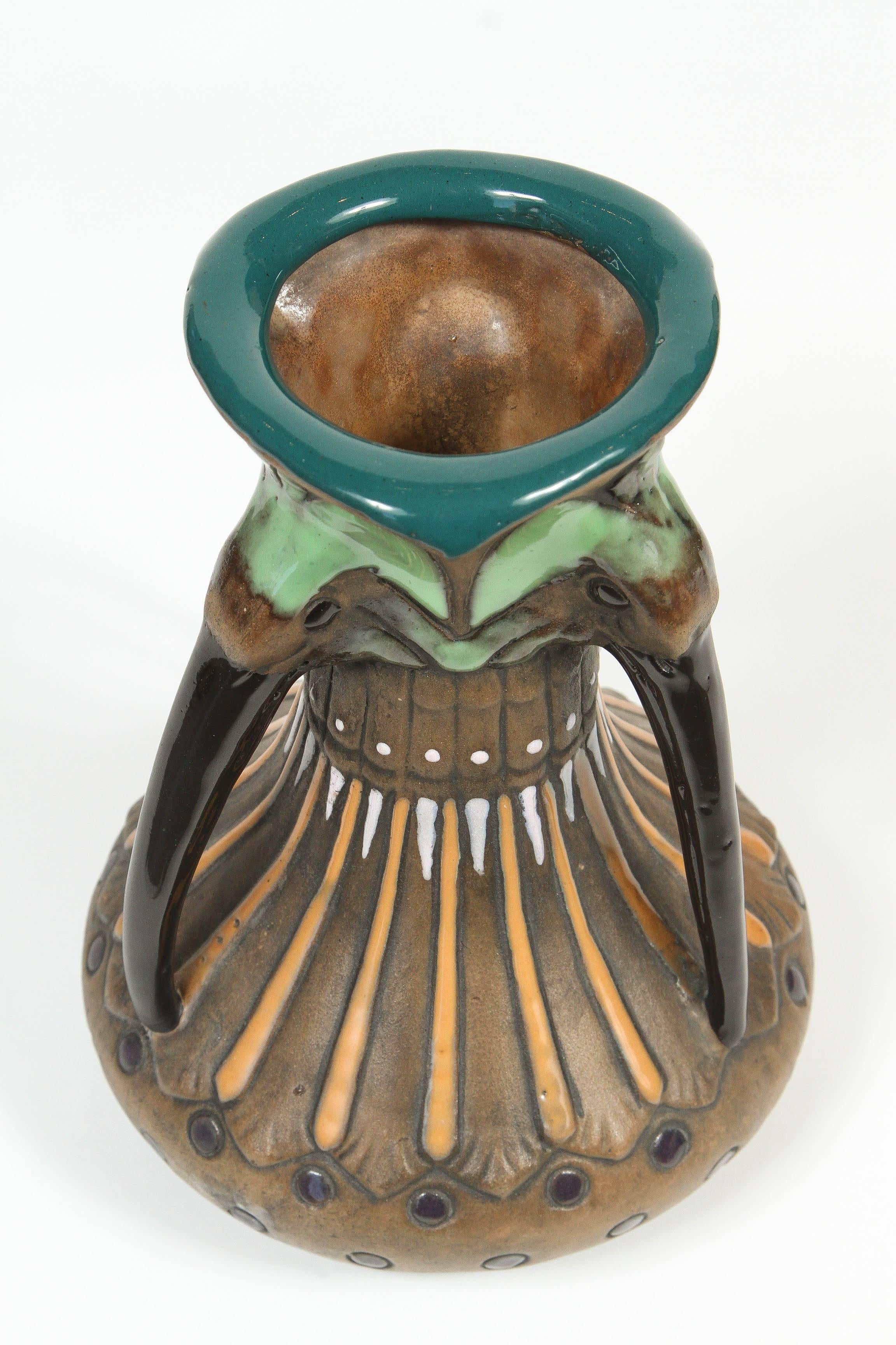 19th Century Antique Amphora Pottery Art Nouveau Vase
