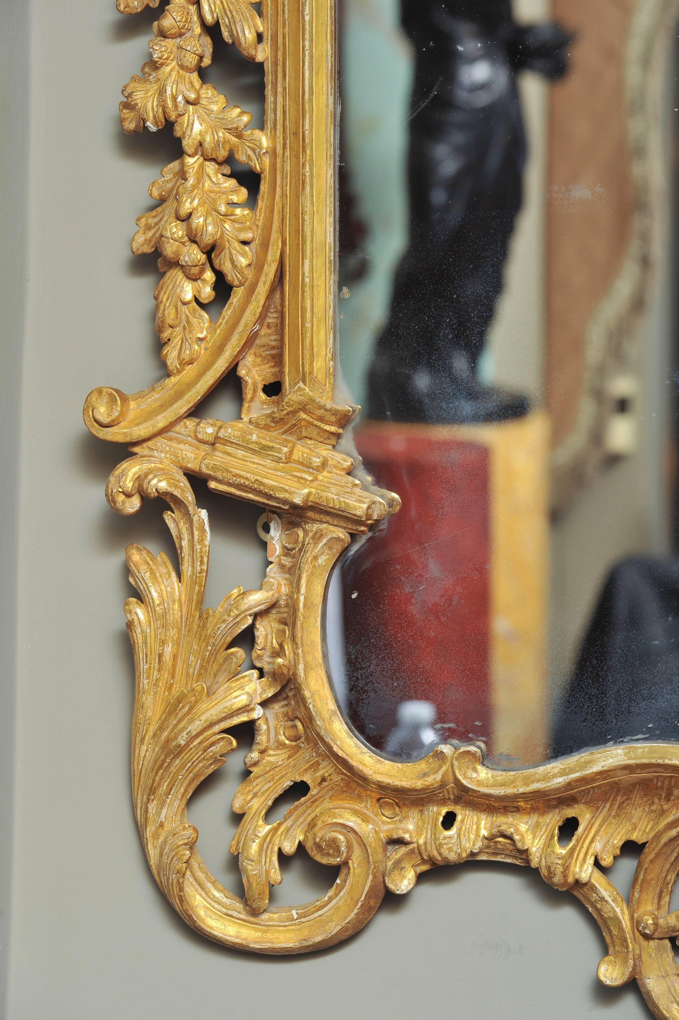 Large Mid-18th Century George III Rococo Style Carved Giltwood Mirror 2