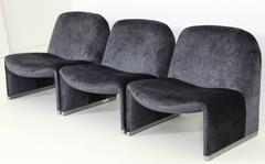 Set of Three "Alky" Chairs Designed by Giancarlo Piretti for Castelli in Velvet