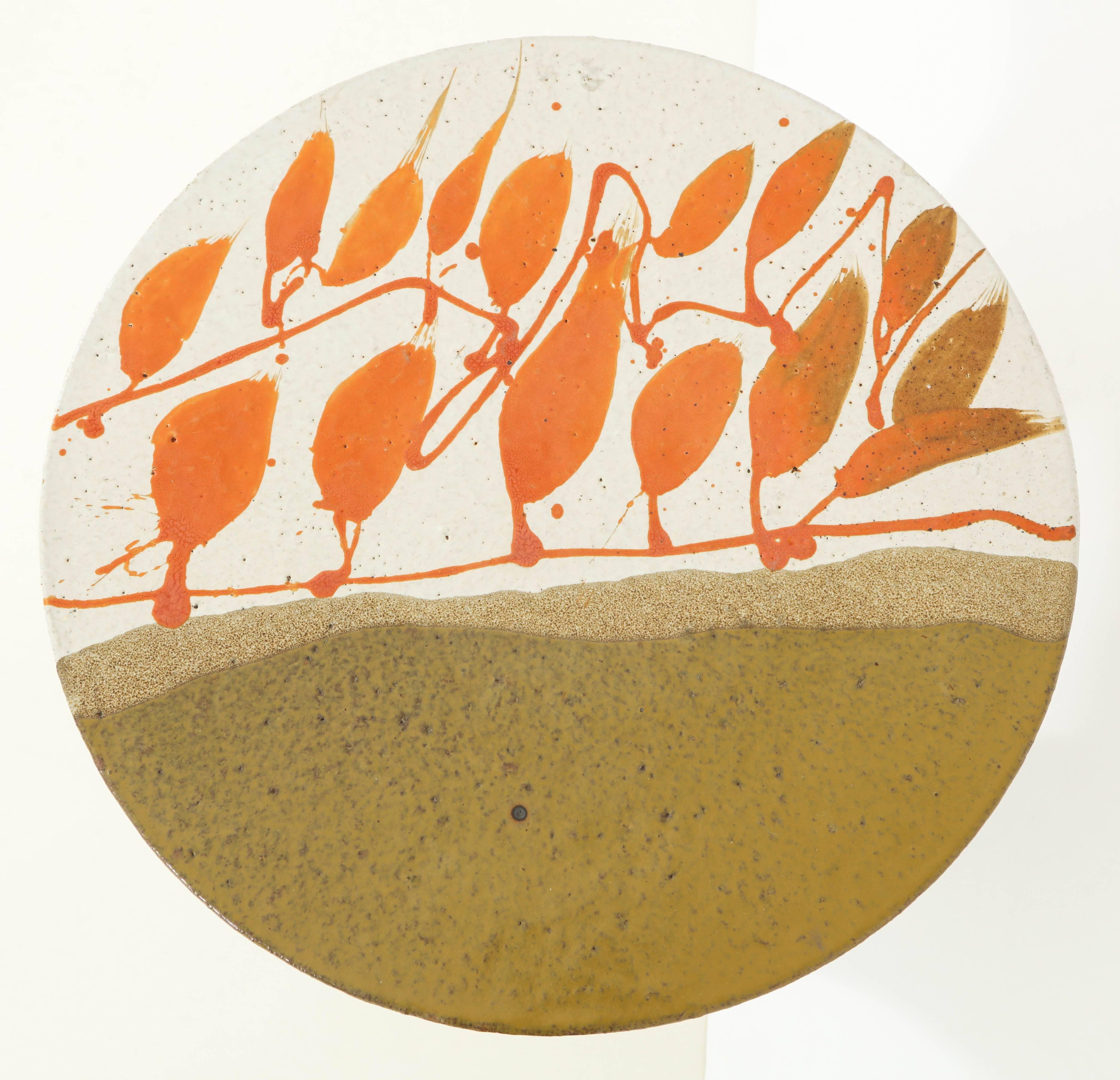 Graphic 1970s art pottery cocktail table.